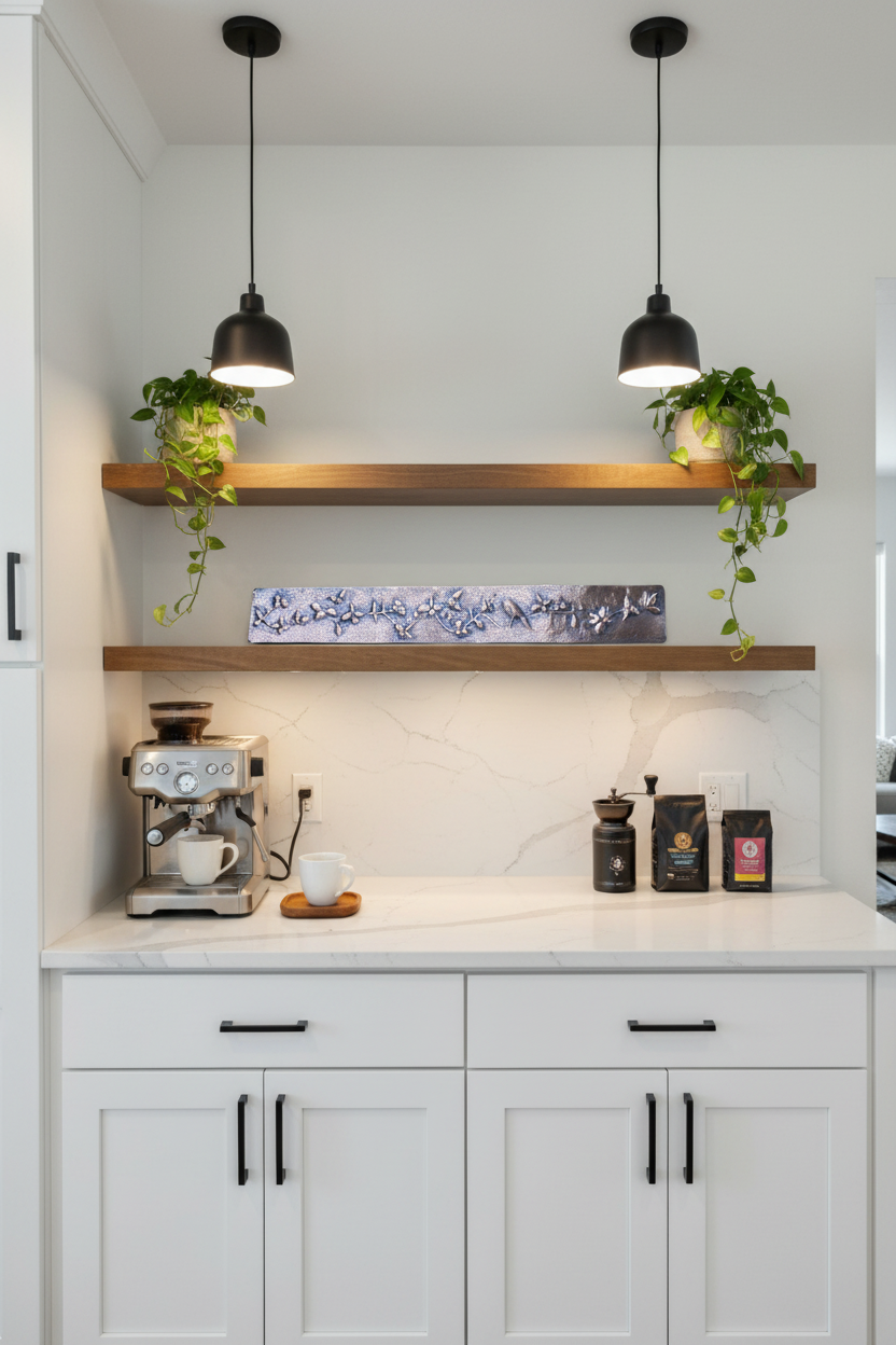 30 inch Blossom Vine copper border trim as coffee station detail