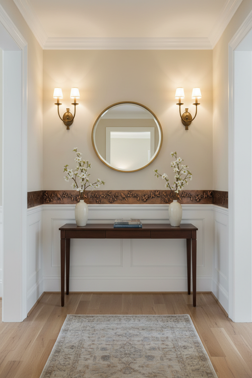 48 inch Blossom Vine copper border trim as hallway wall band