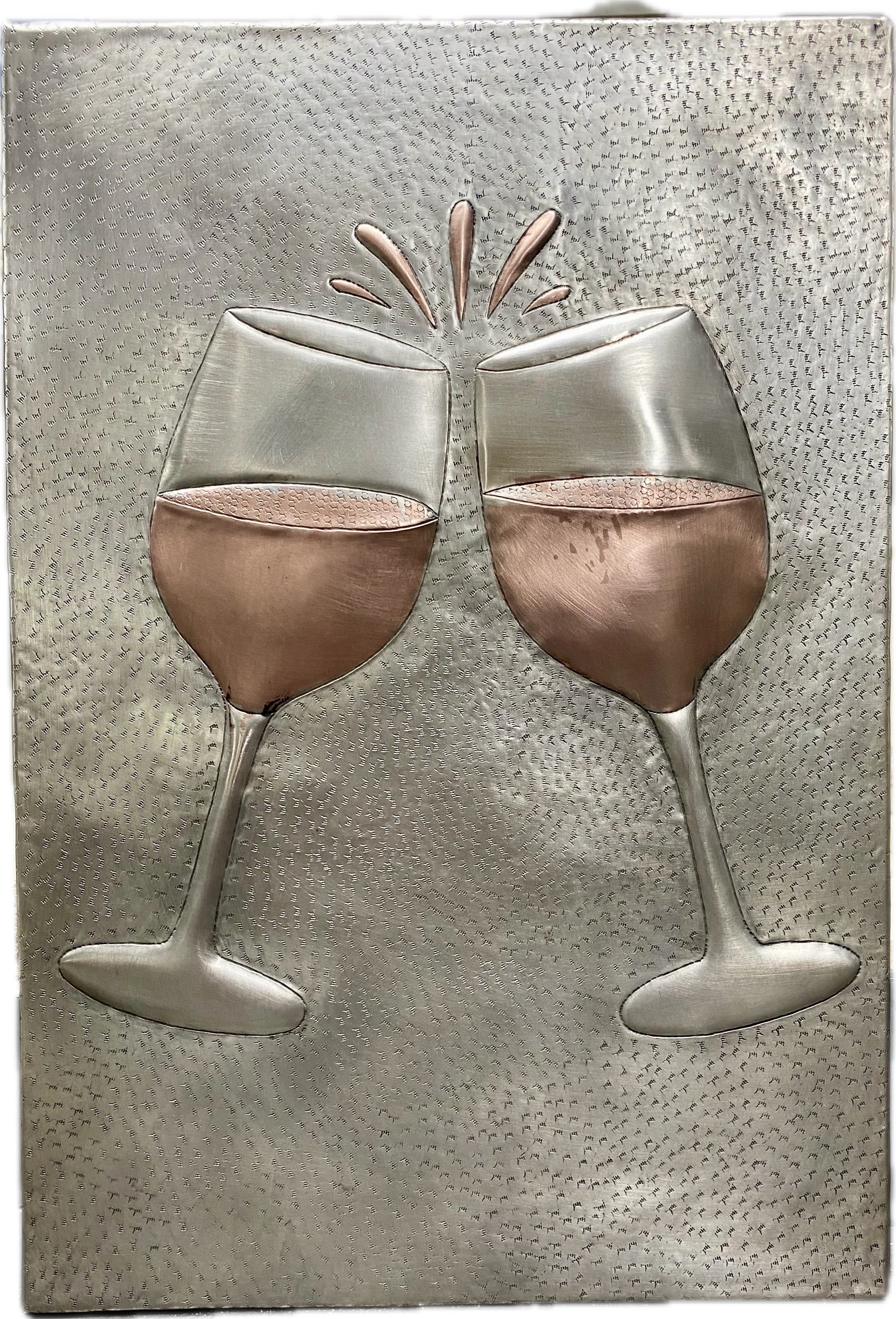 Cheers Wine Glass Copper Backsplash Panel