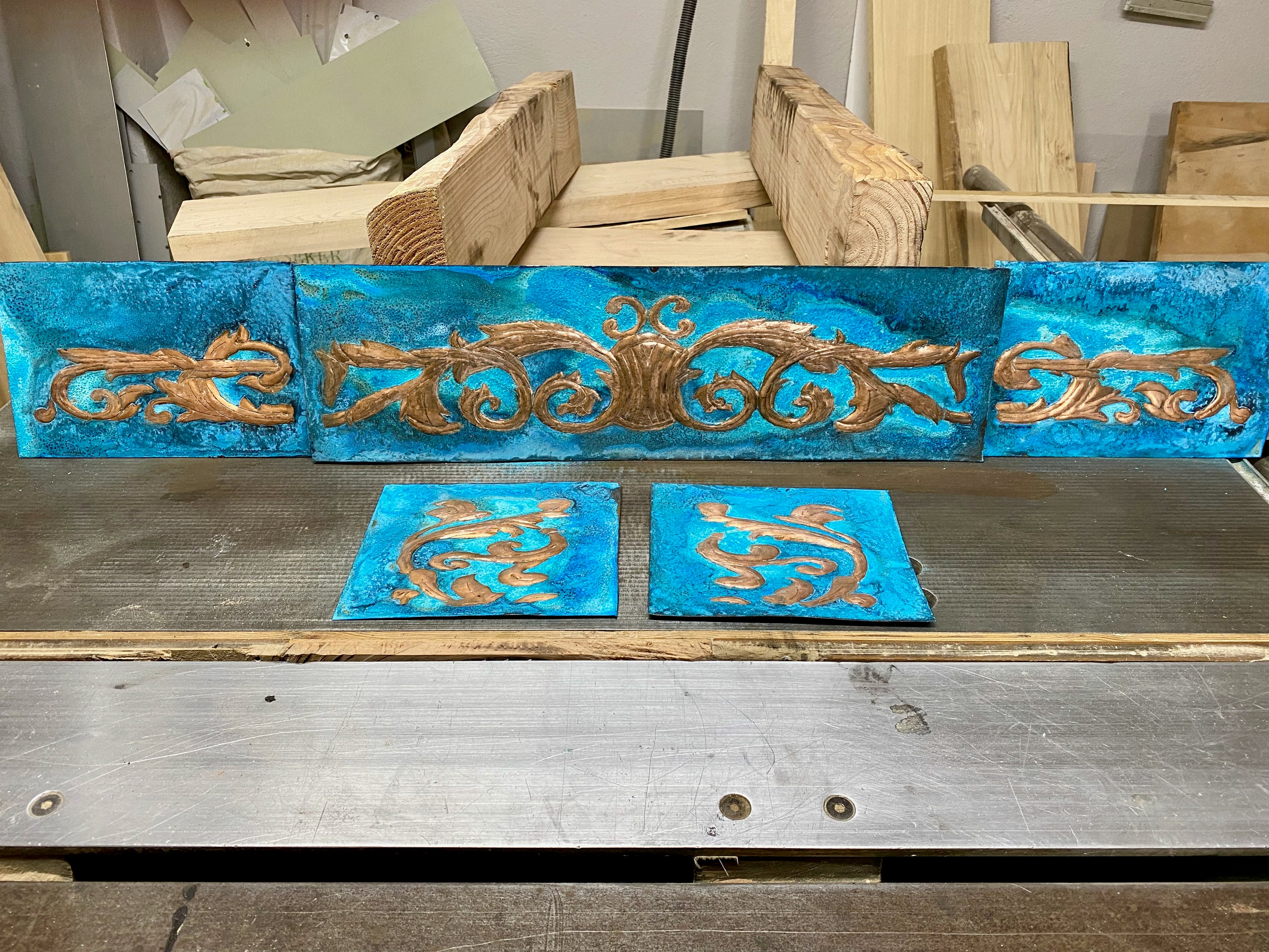 Copper Backsplash Border Trim Set (Decorative Liner Strips + Accent Tiles)