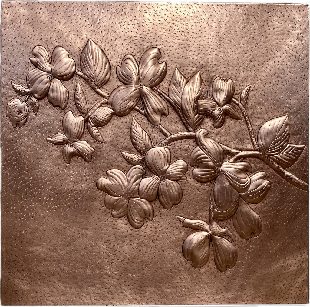 Dogwood Blossom Copper Stove Backsplash Panel
