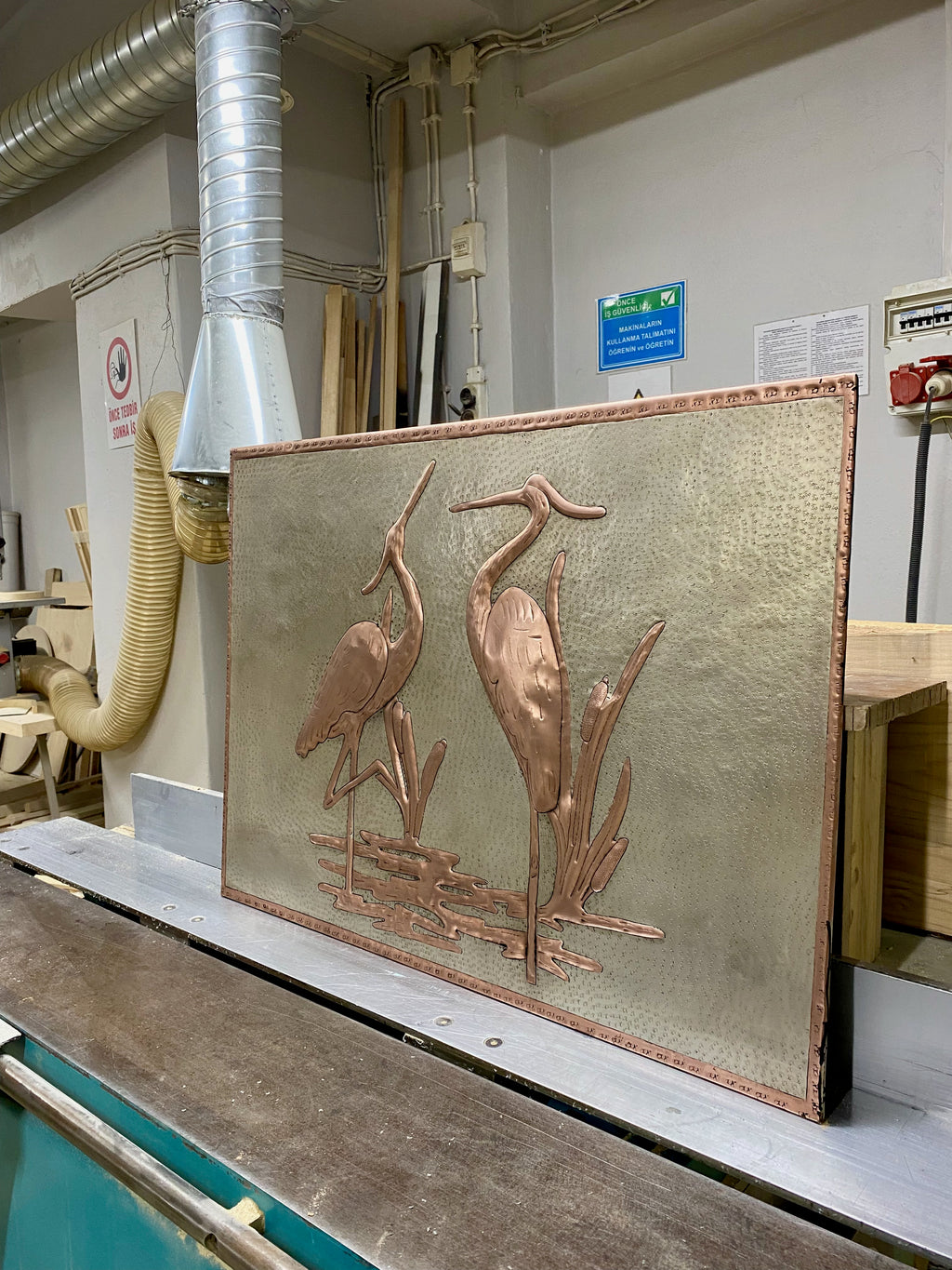 Heron Pair Copper Stove Backsplash Panel