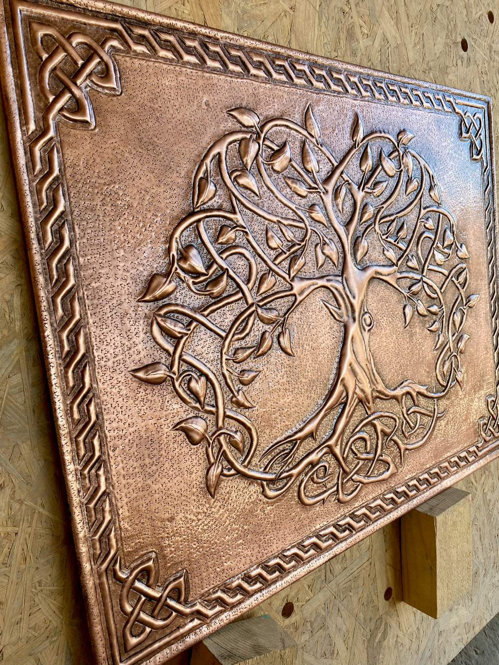 Framed Tree of Life Copper Range Backsplash Panel