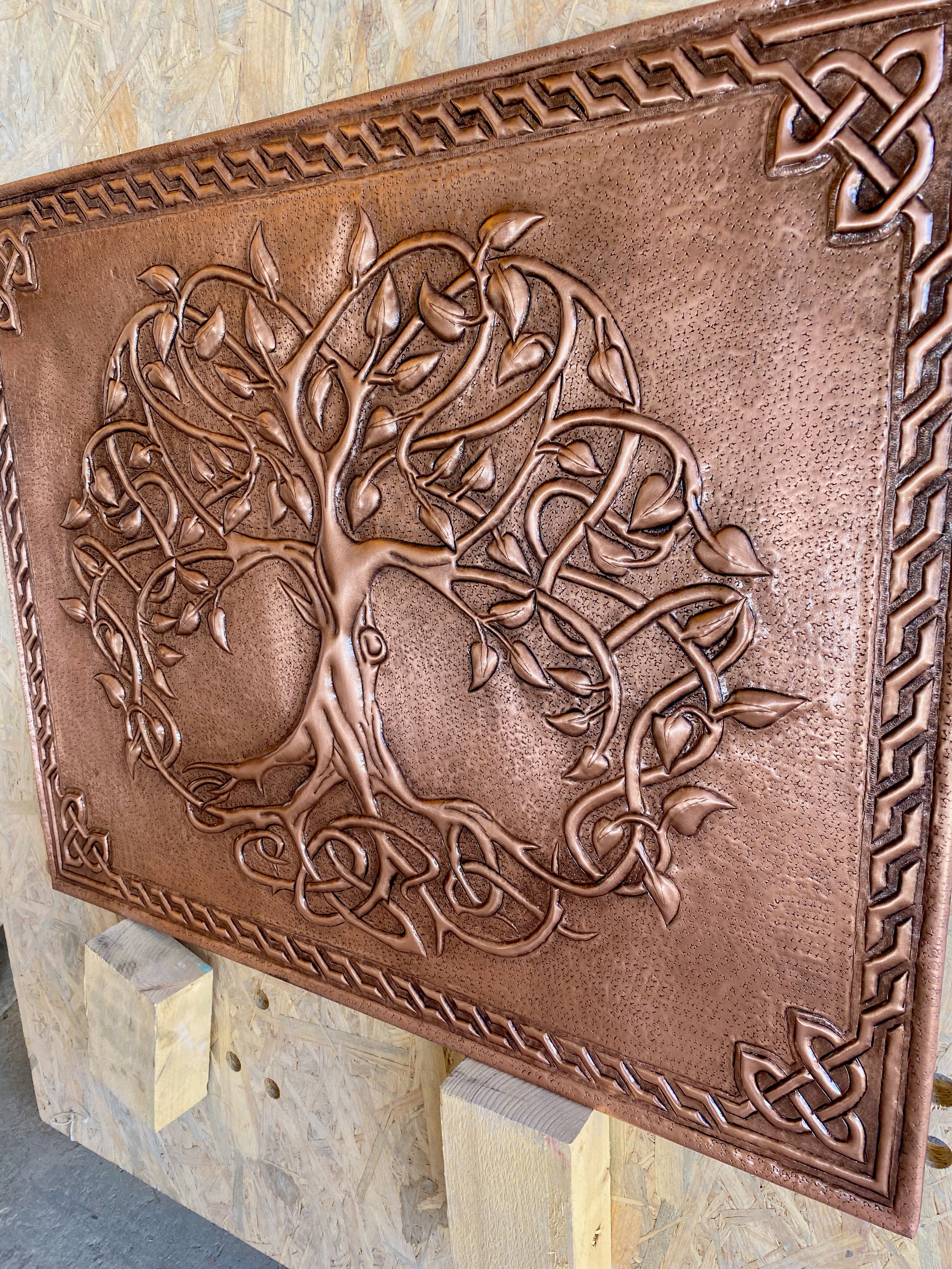 Framed Tree of Life Copper Range Backsplash Panel