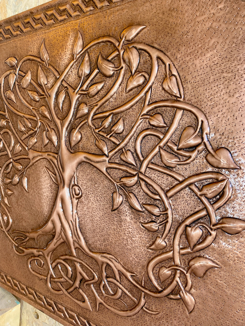 Framed Tree of Life Copper Range Backsplash Panel