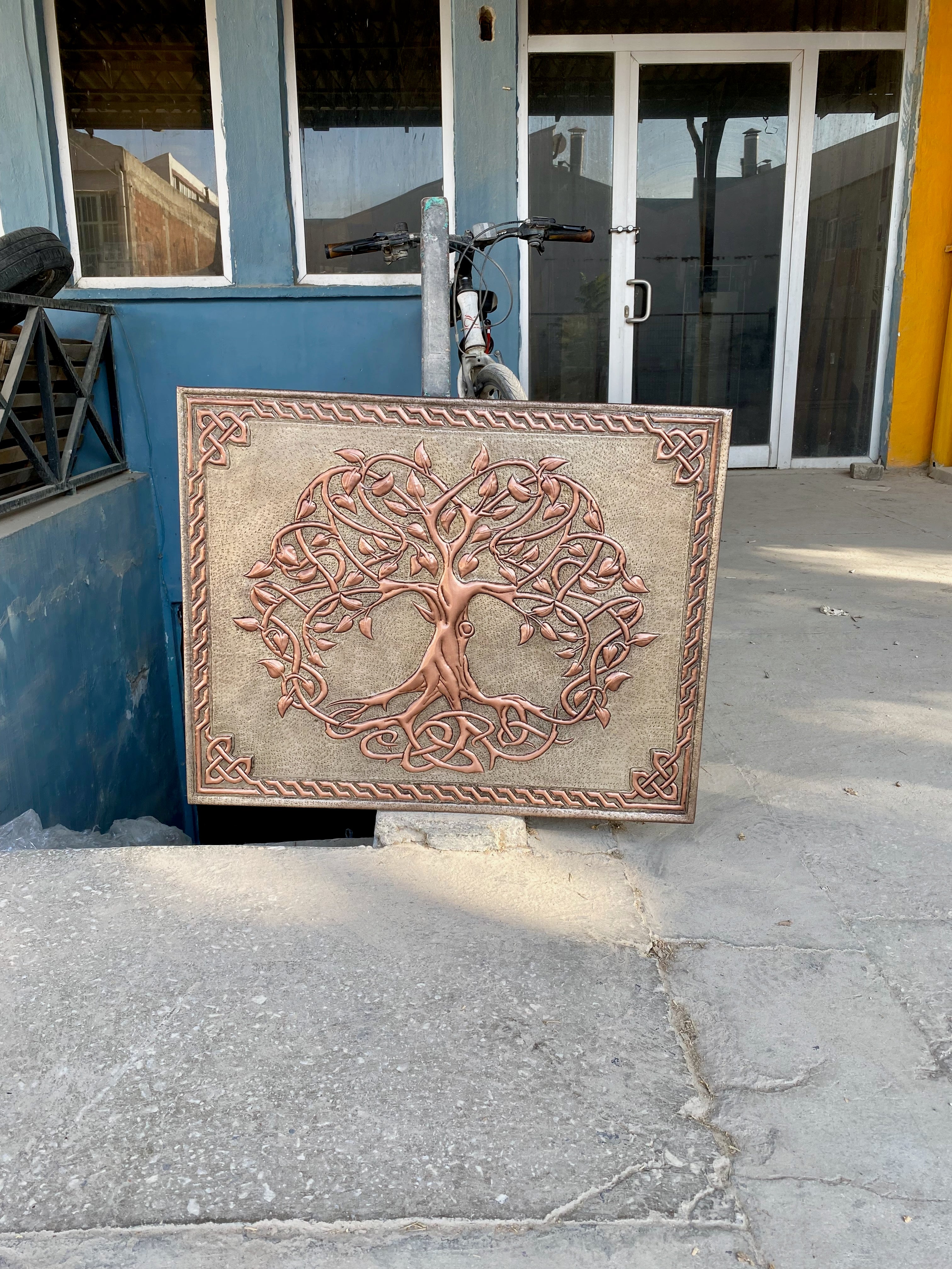 Framed Tree of Life Copper Range Backsplash Panel