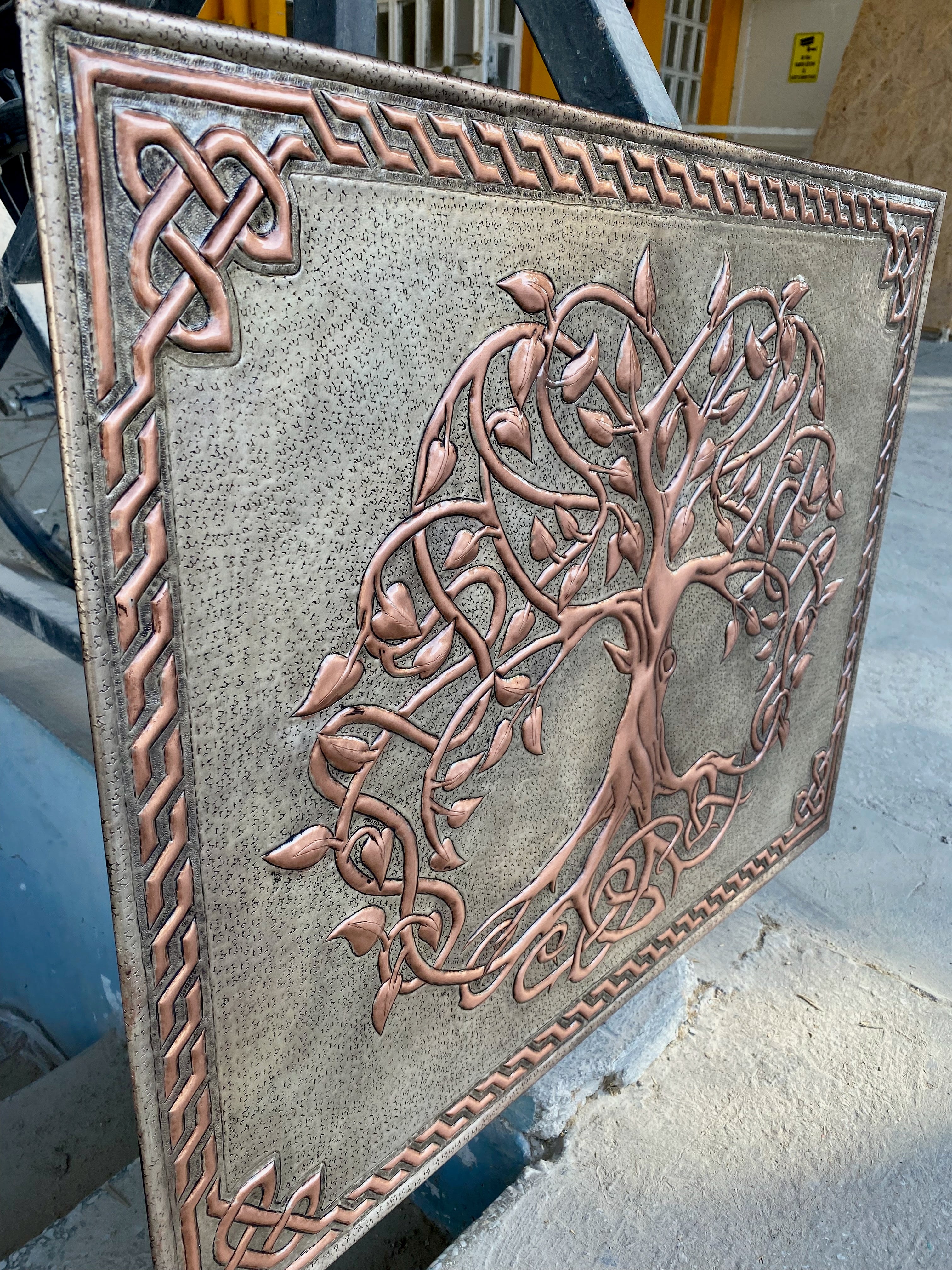 Framed Tree of Life Copper Range Backsplash Panel