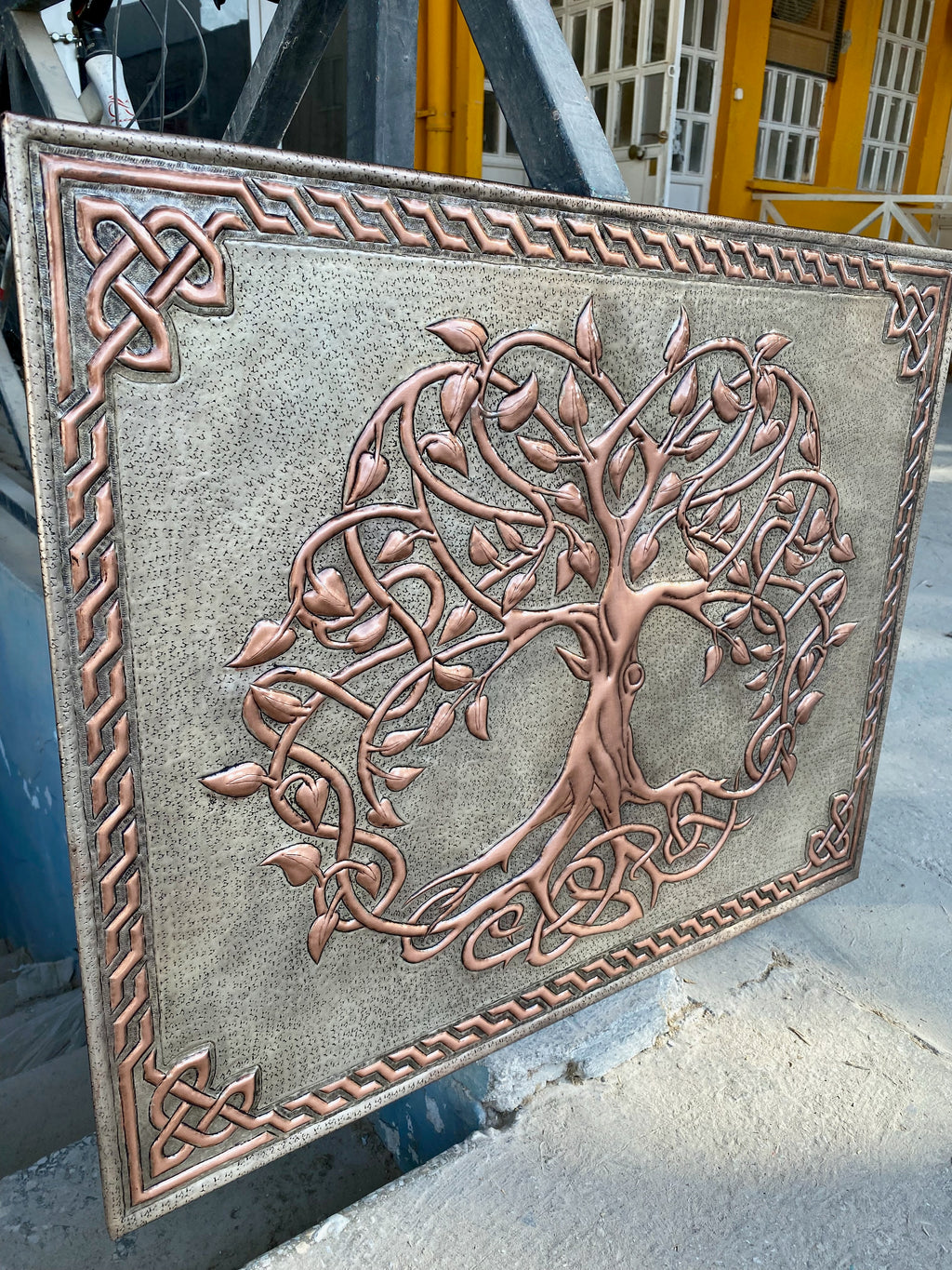 Framed Tree of Life Copper Range Backsplash Panel