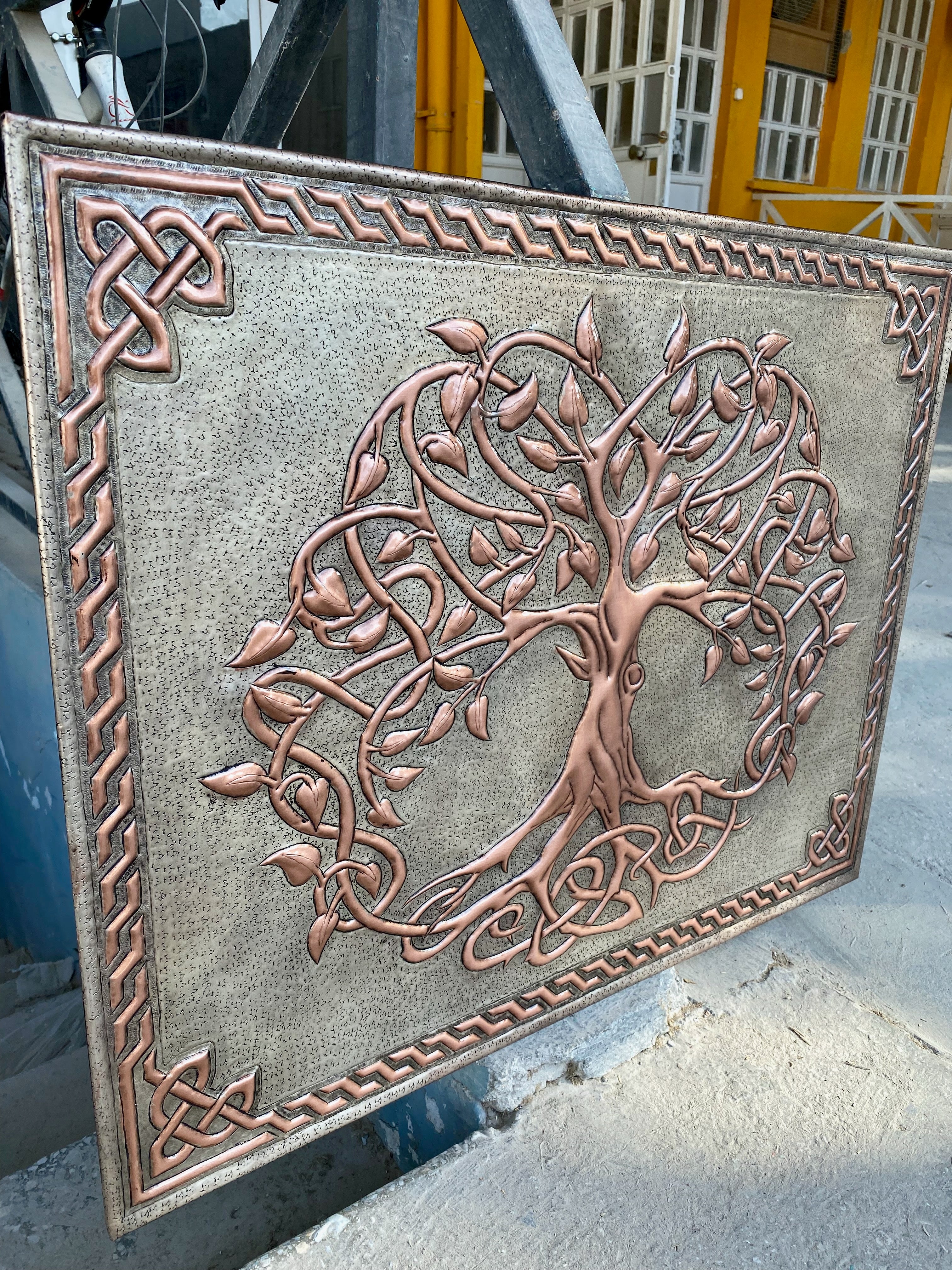 Framed Tree of Life Copper Range Backsplash Panel