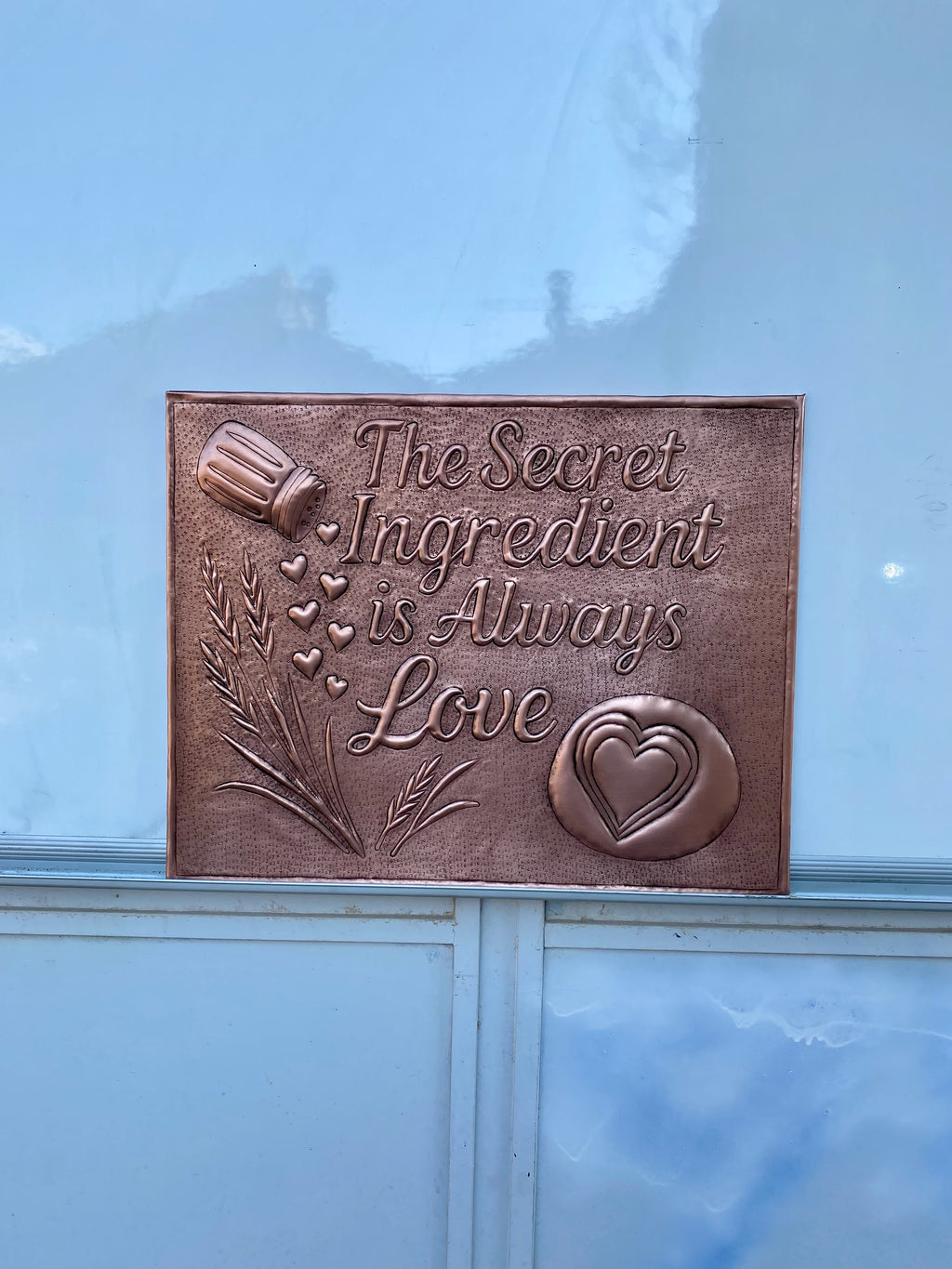 “Secret Ingredient is Love” Copper Stove Backsplash