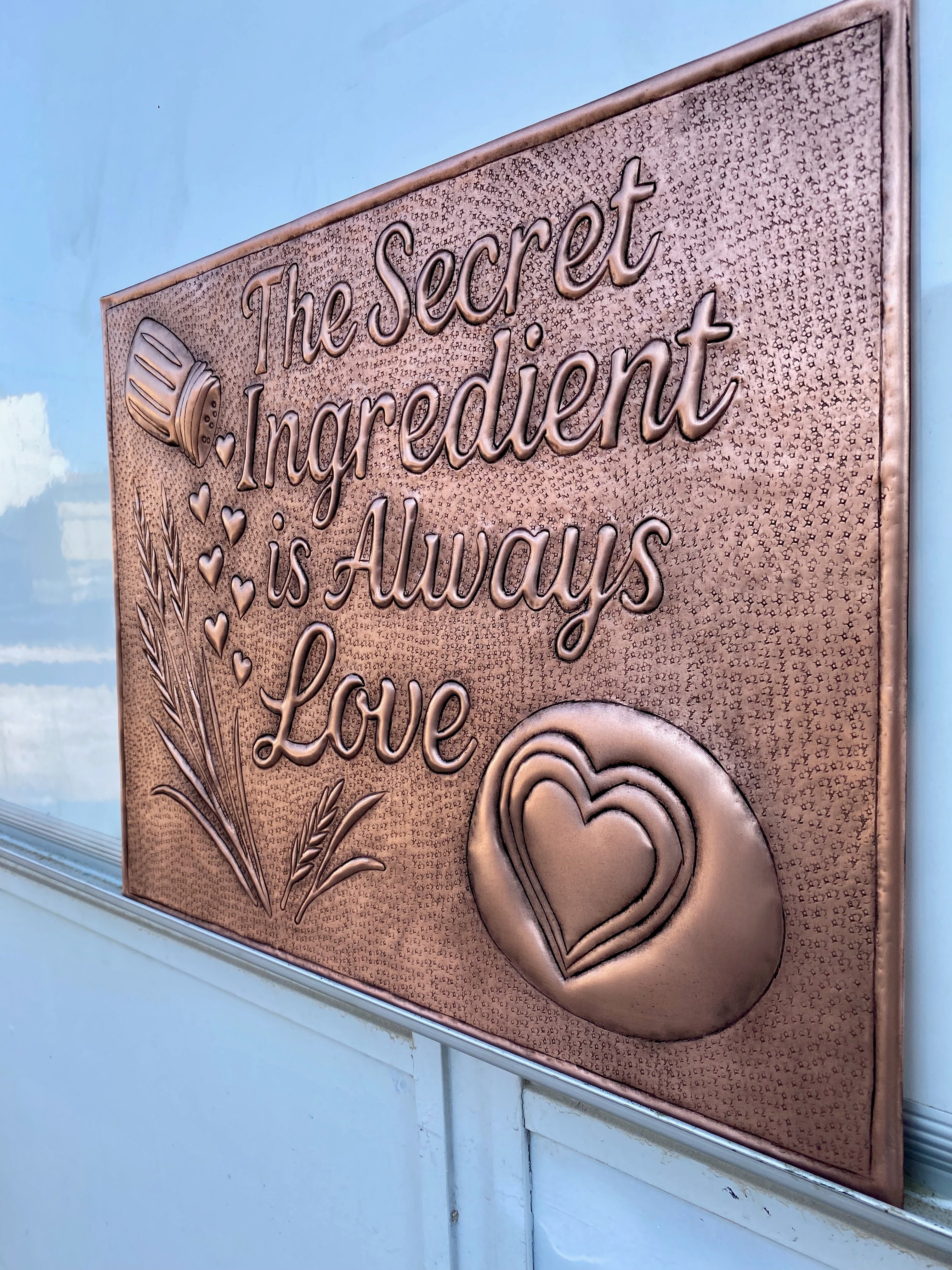 “Secret Ingredient is Love” Copper Stove Backsplash