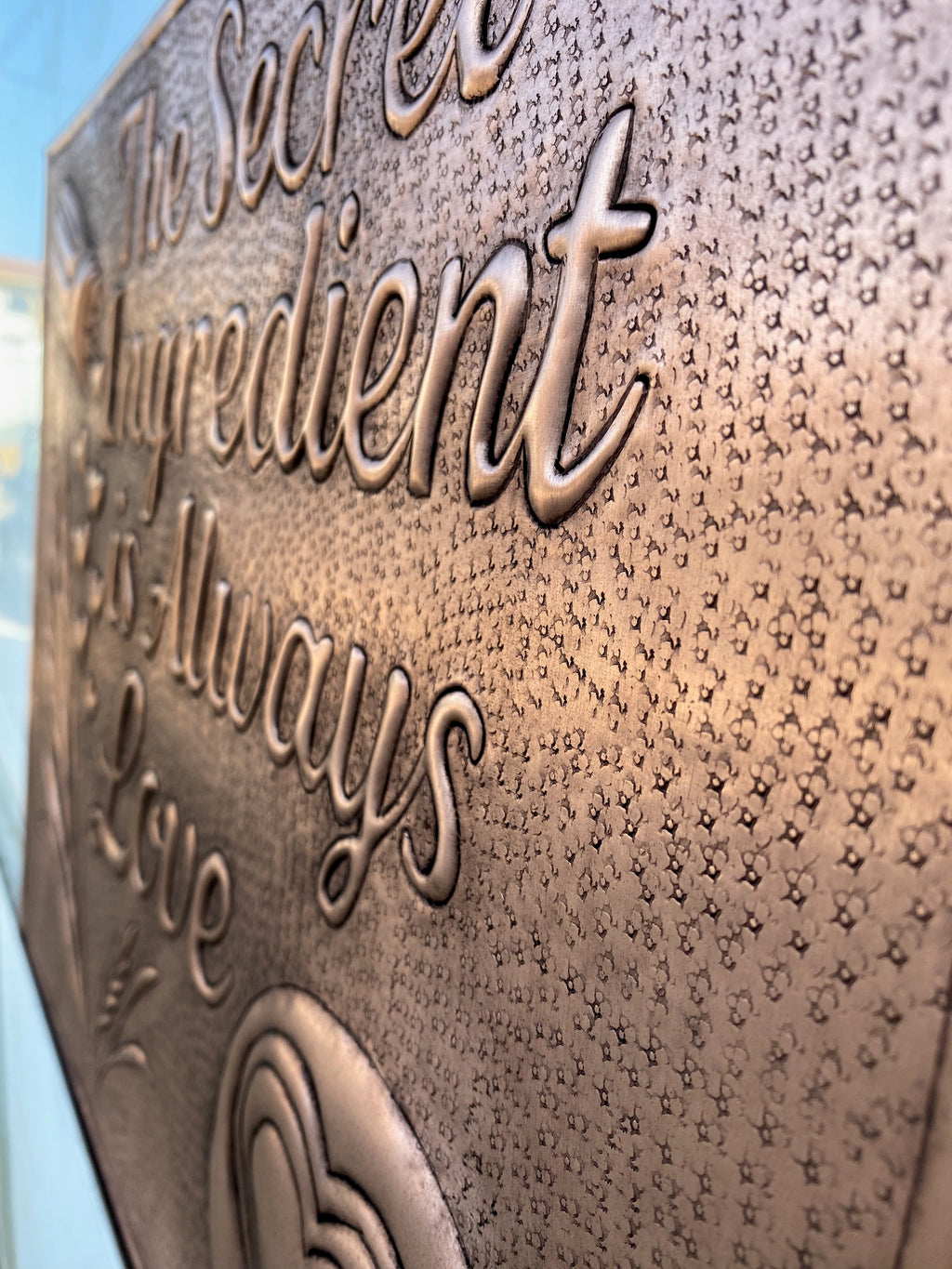 “Secret Ingredient is Love” Copper Stove Backsplash