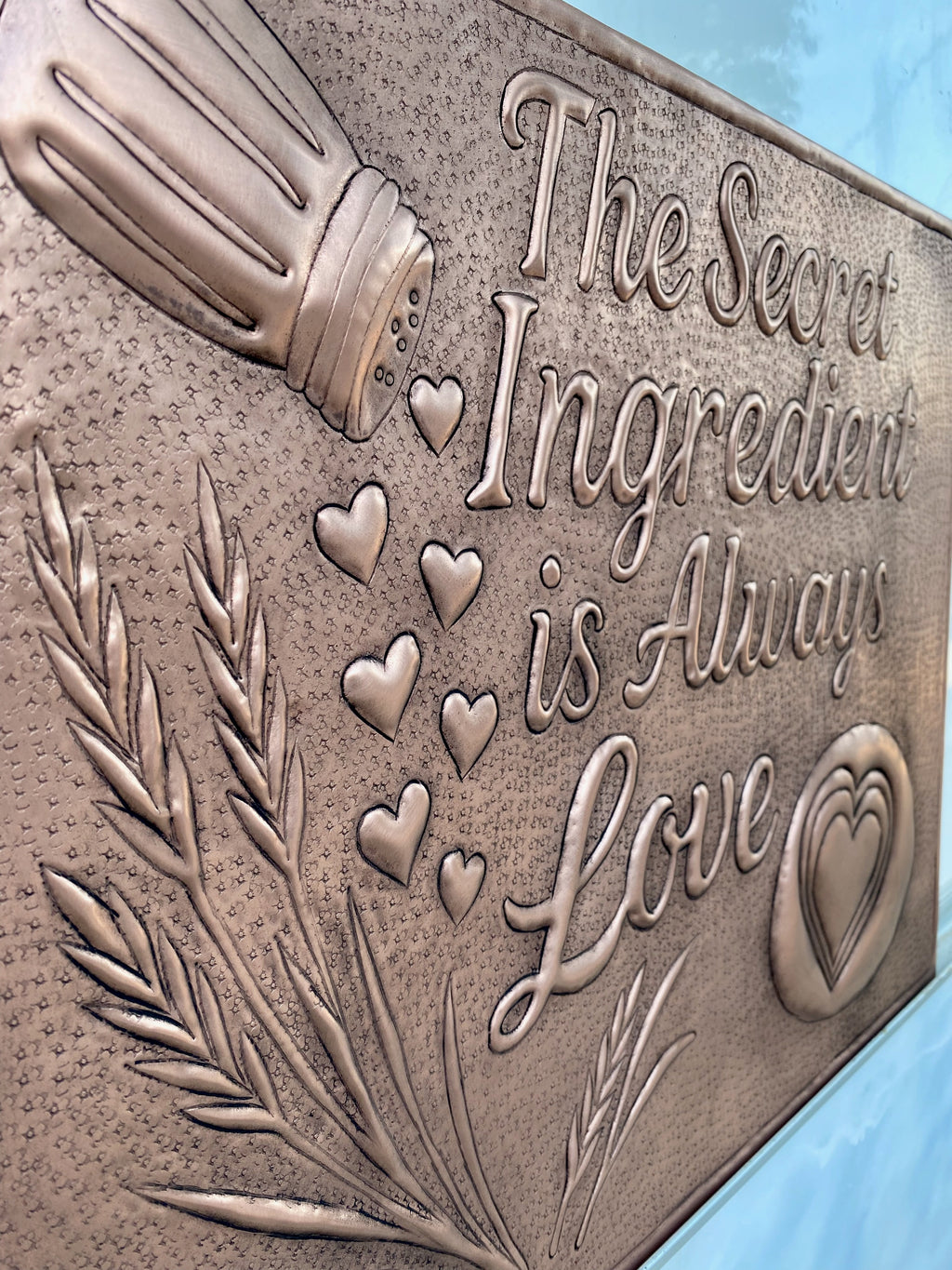 “Secret Ingredient is Love” Copper Stove Backsplash