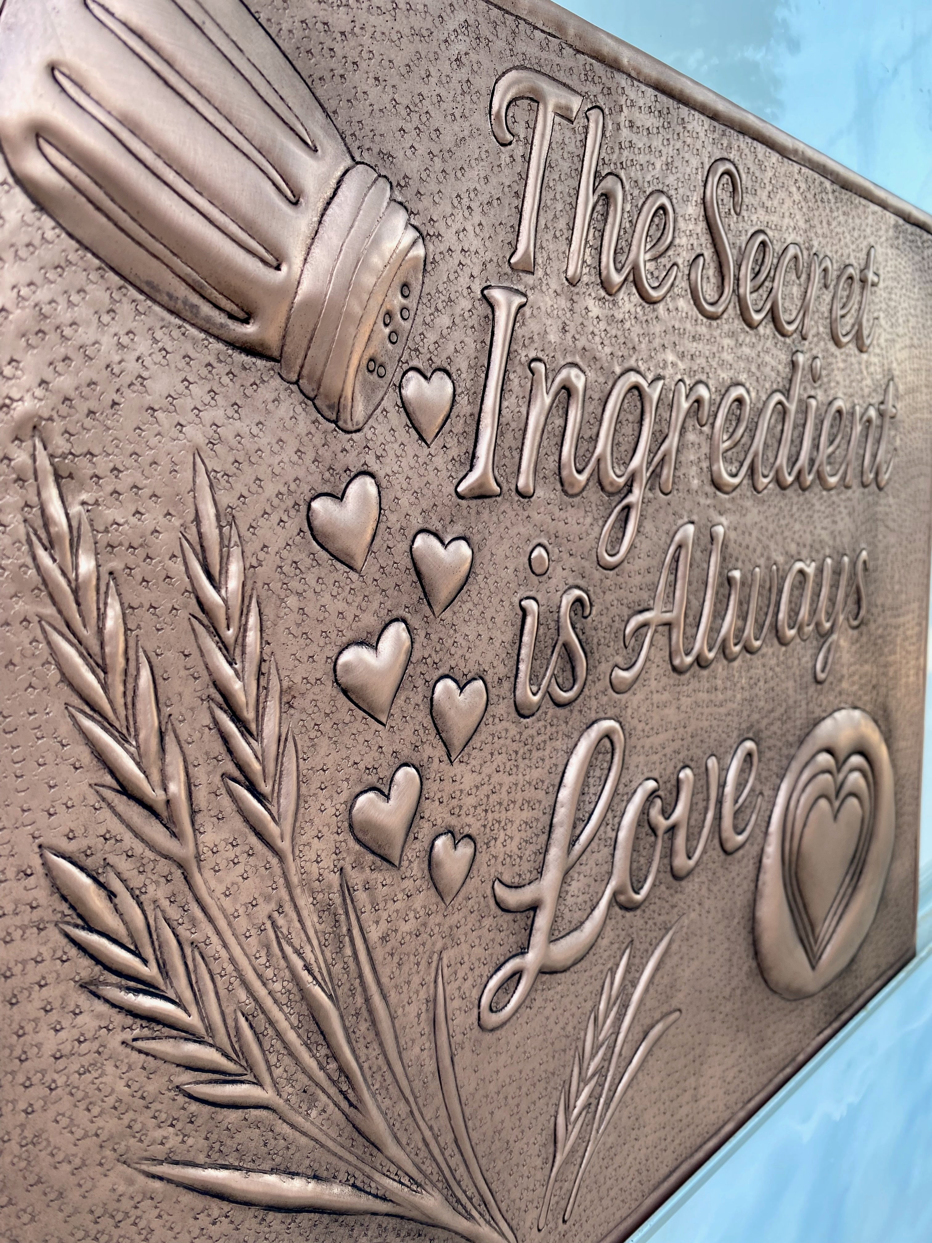 “Secret Ingredient is Love” Copper Stove Backsplash