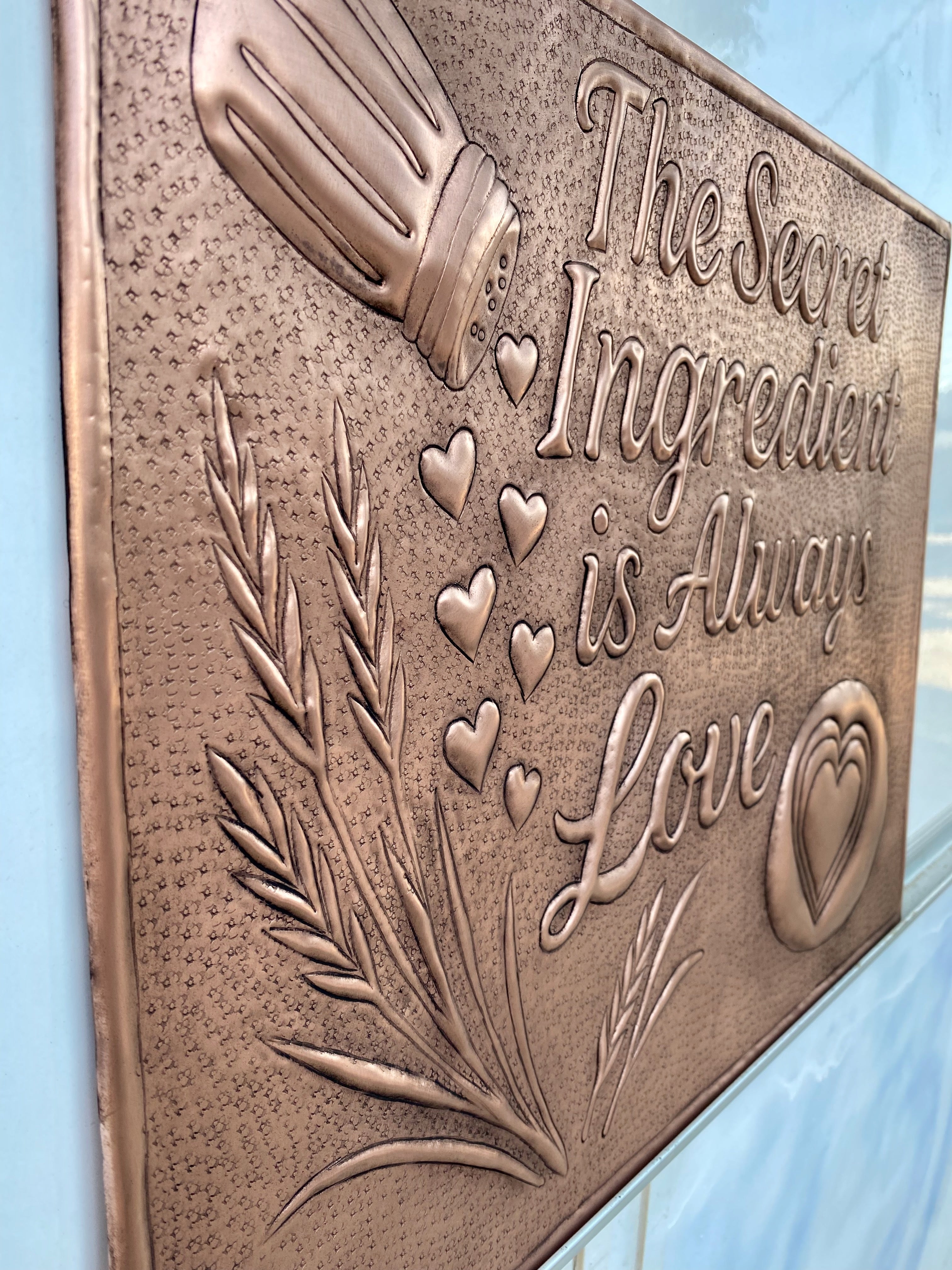 “Secret Ingredient is Love” Copper Stove Backsplash