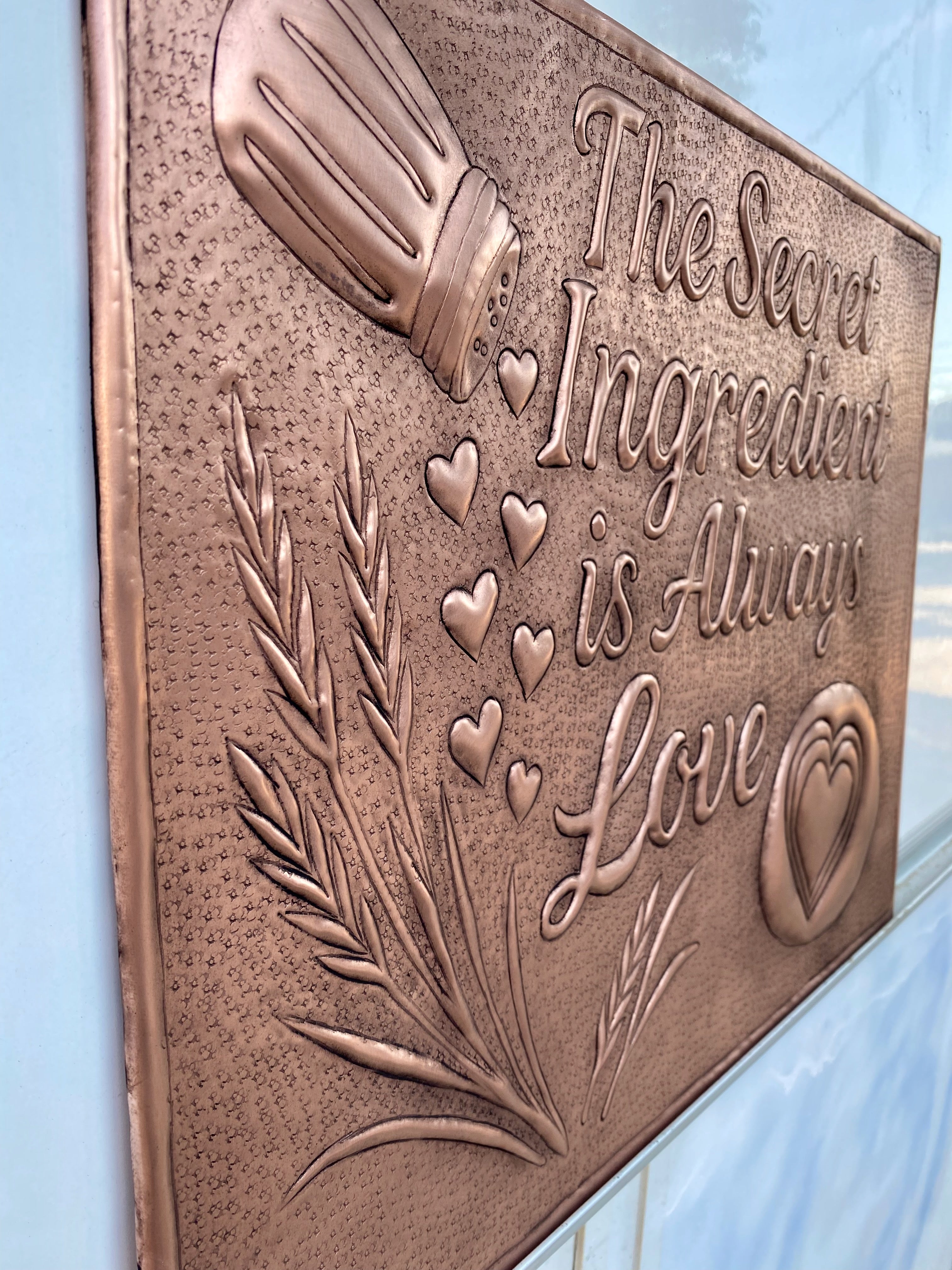 “Secret Ingredient is Love” Copper Stove Backsplash