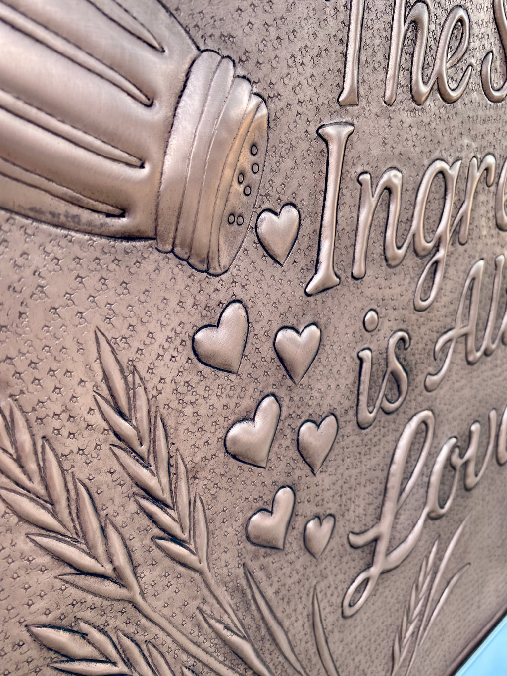 “Secret Ingredient is Love” Copper Stove Backsplash