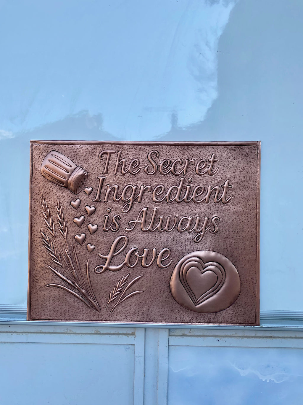 “Secret Ingredient is Love” Copper Stove Backsplash