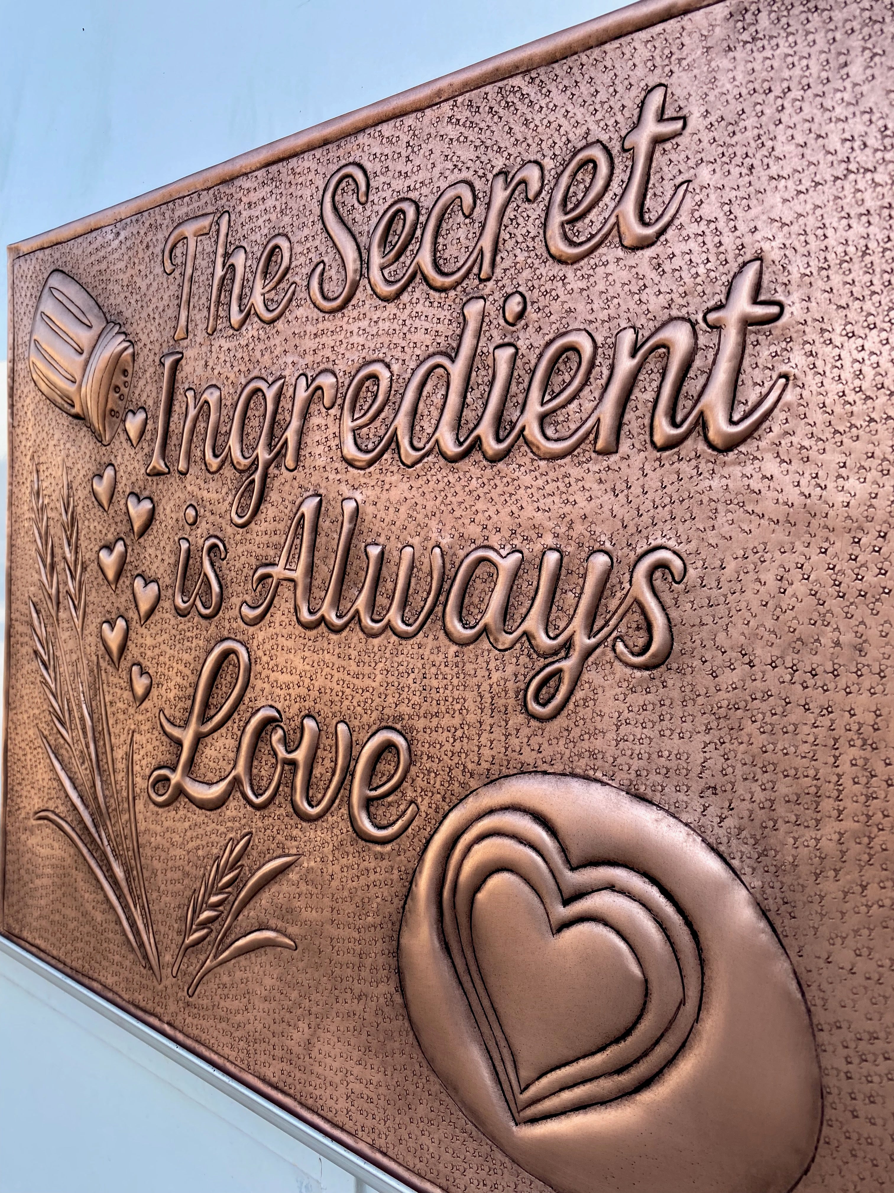 “Secret Ingredient is Love” Copper Stove Backsplash