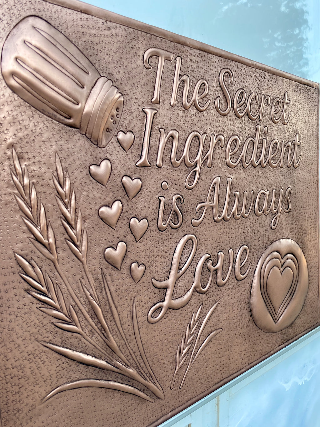 “Secret Ingredient is Love” Copper Stove Backsplash