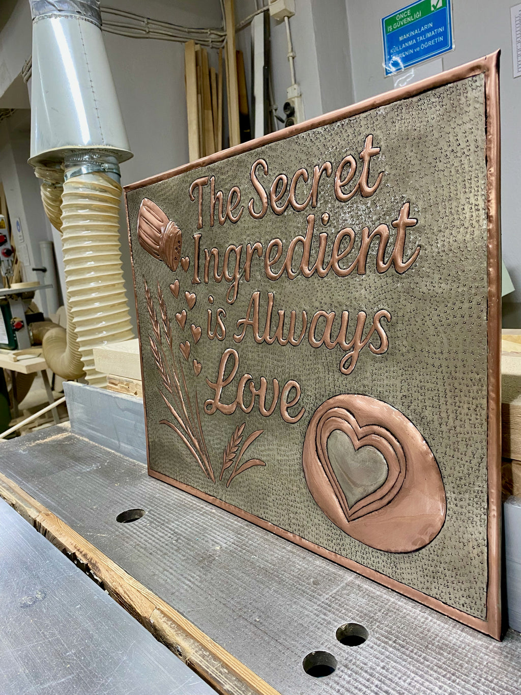 “Secret Ingredient is Love” Copper Stove Backsplash