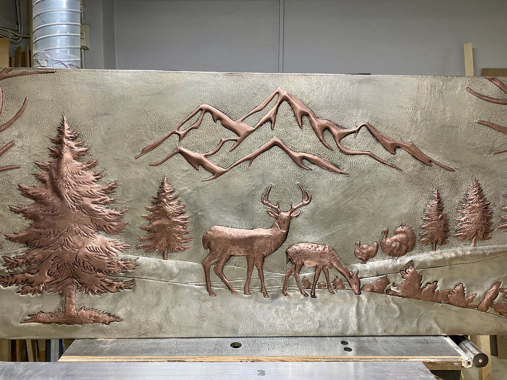 Mountain Deer Copper Stove Backsplash Panel