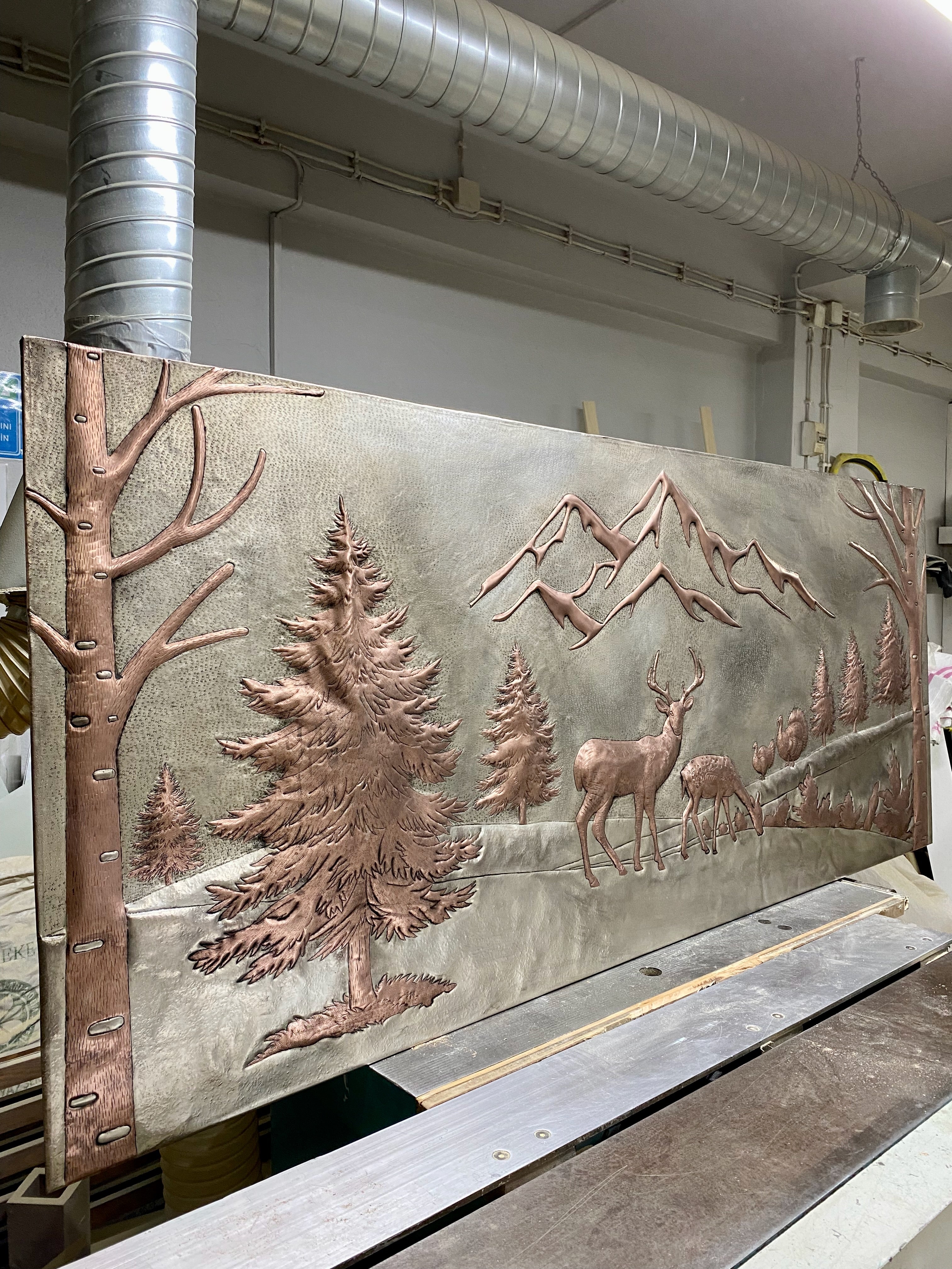 Mountain Deer Copper Stove Backsplash Panel