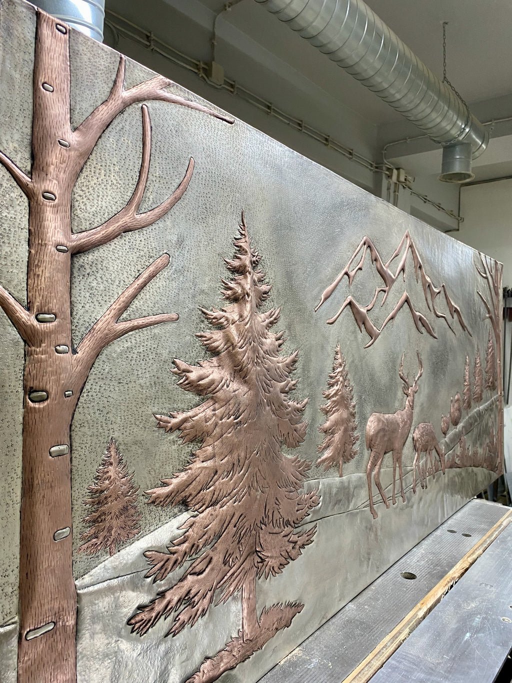 Mountain Deer Copper Stove Backsplash Panel