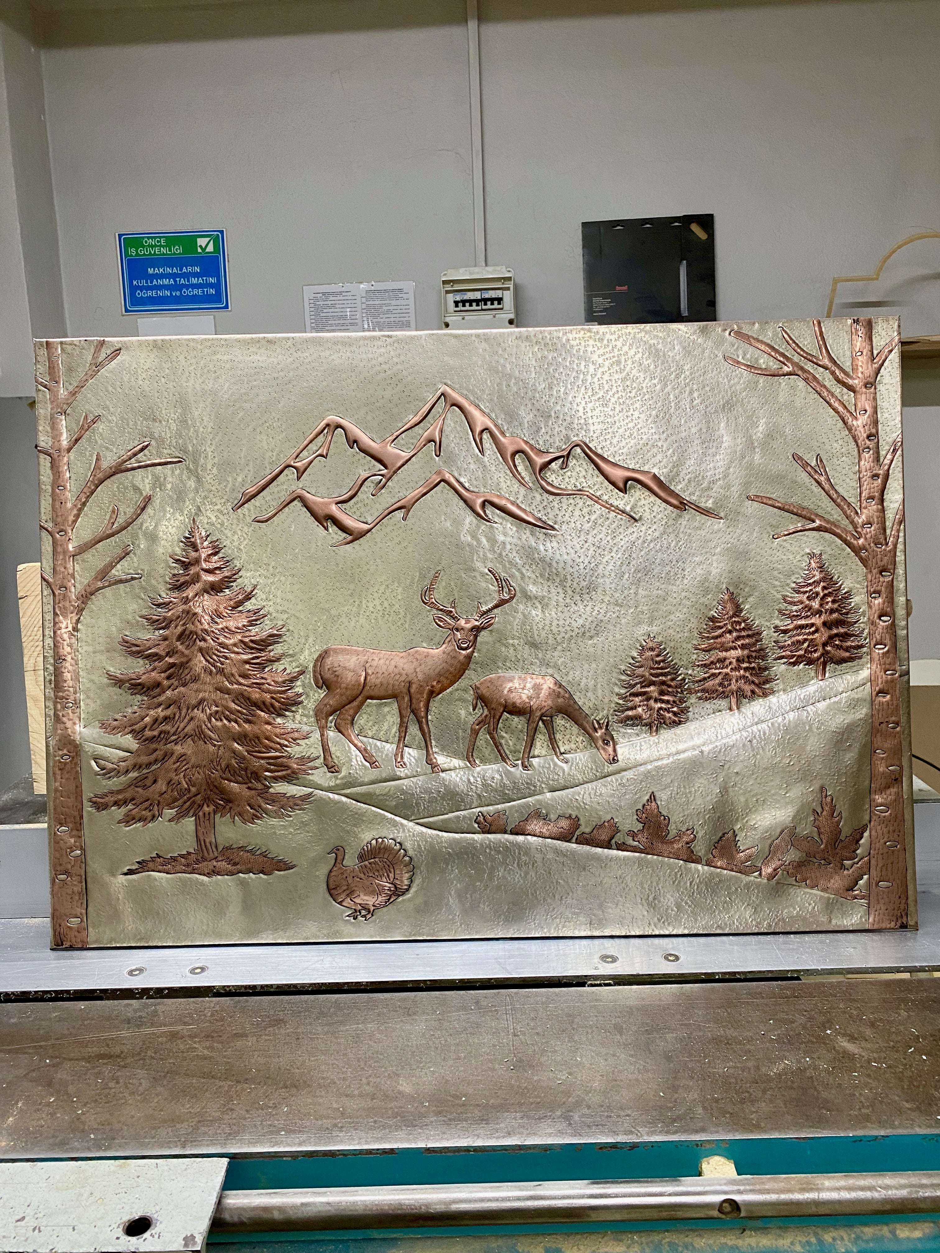 Mountain Deer Copper Stove Backsplash Panel
