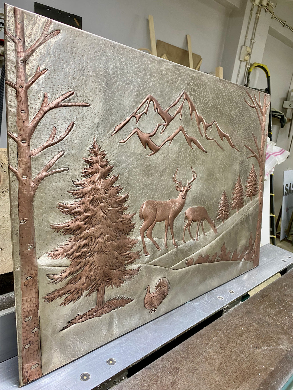 Mountain Deer Copper Stove Backsplash Panel