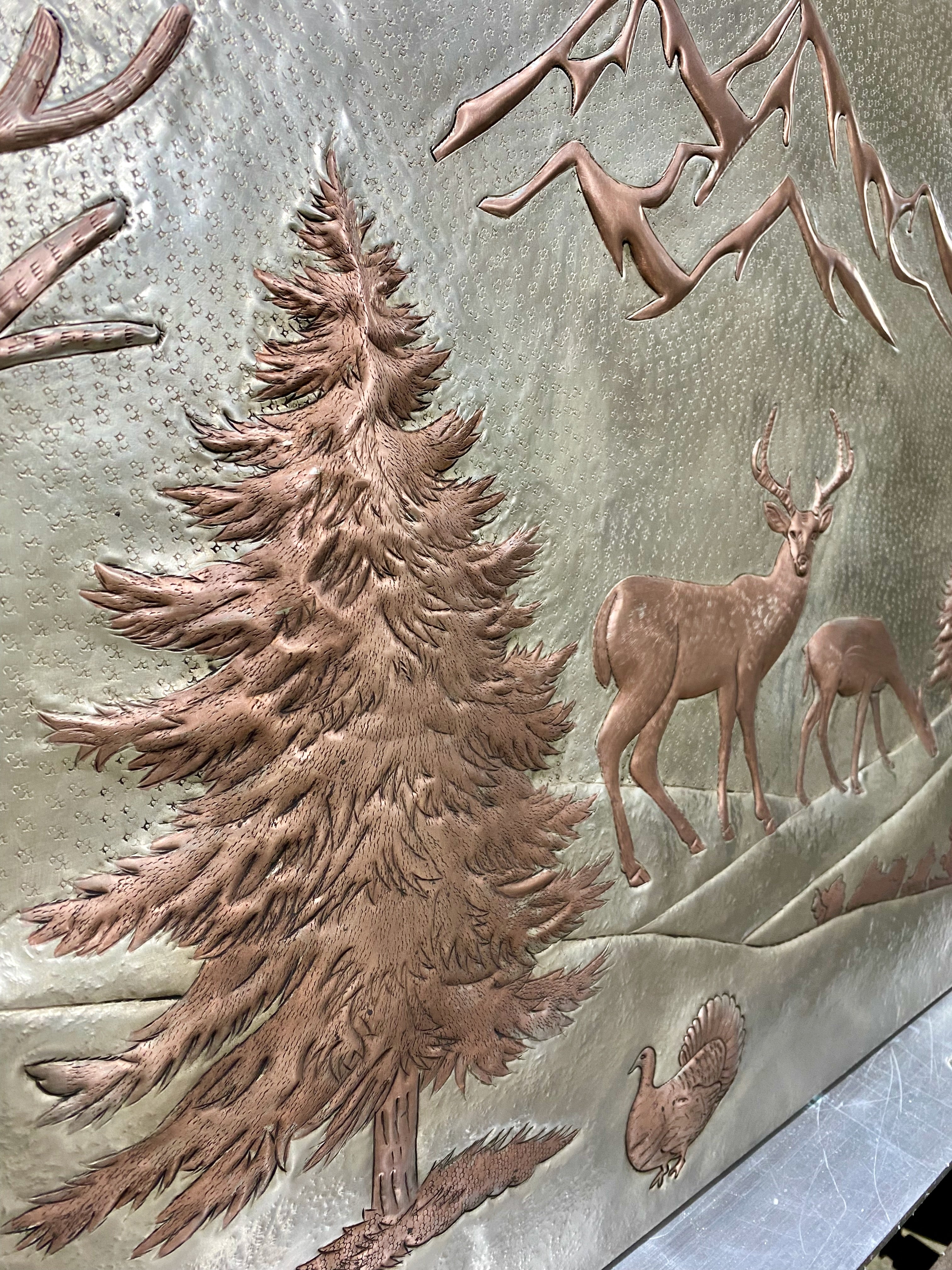 Mountain Deer Copper Stove Backsplash Panel