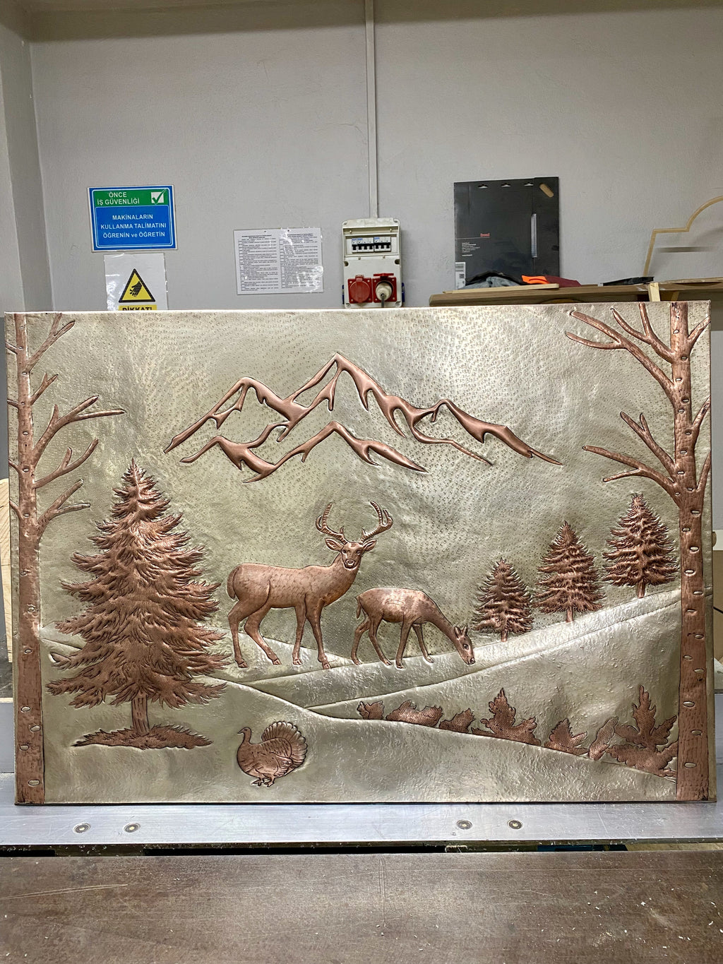 Mountain Deer Copper Stove Backsplash Panel