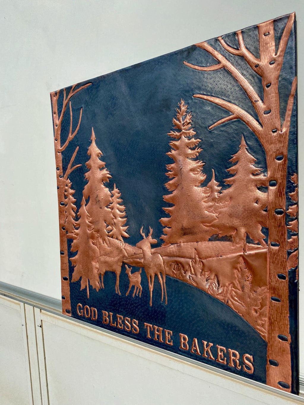 Woodland Deer Copper Stove Backsplash Panel
