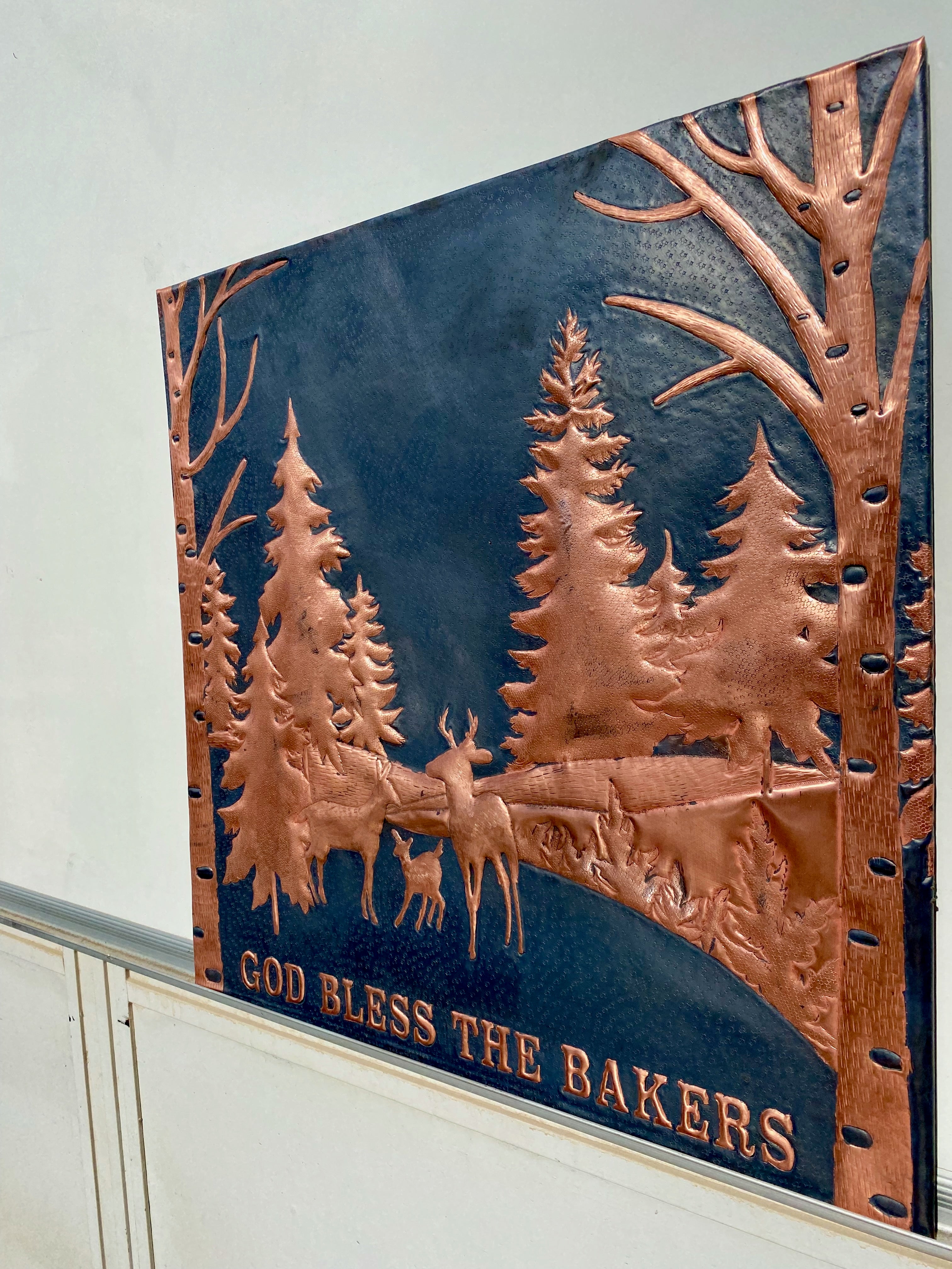 Woodland Deer Copper Stove Backsplash Panel