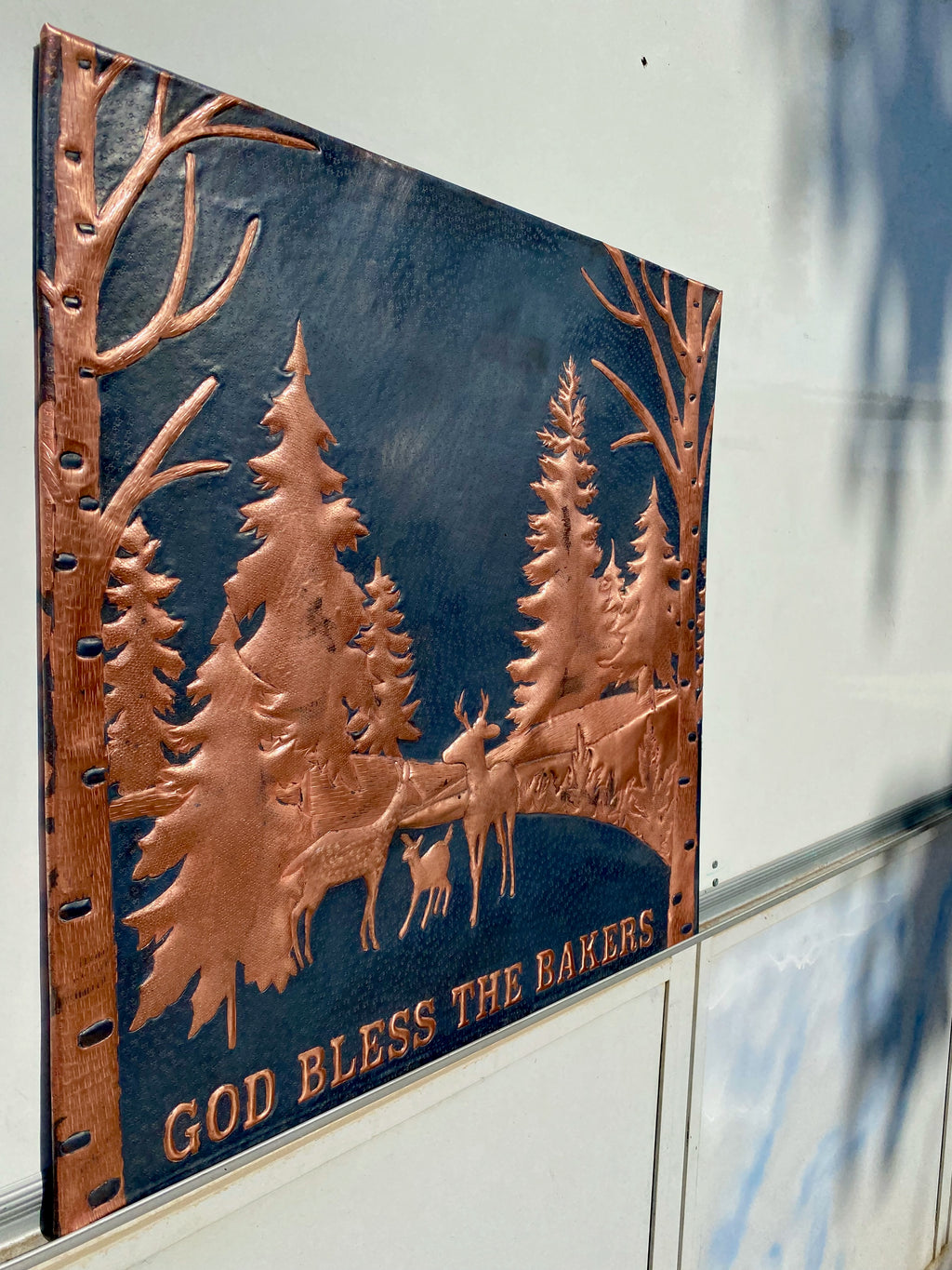 Woodland Deer Copper Stove Backsplash Panel