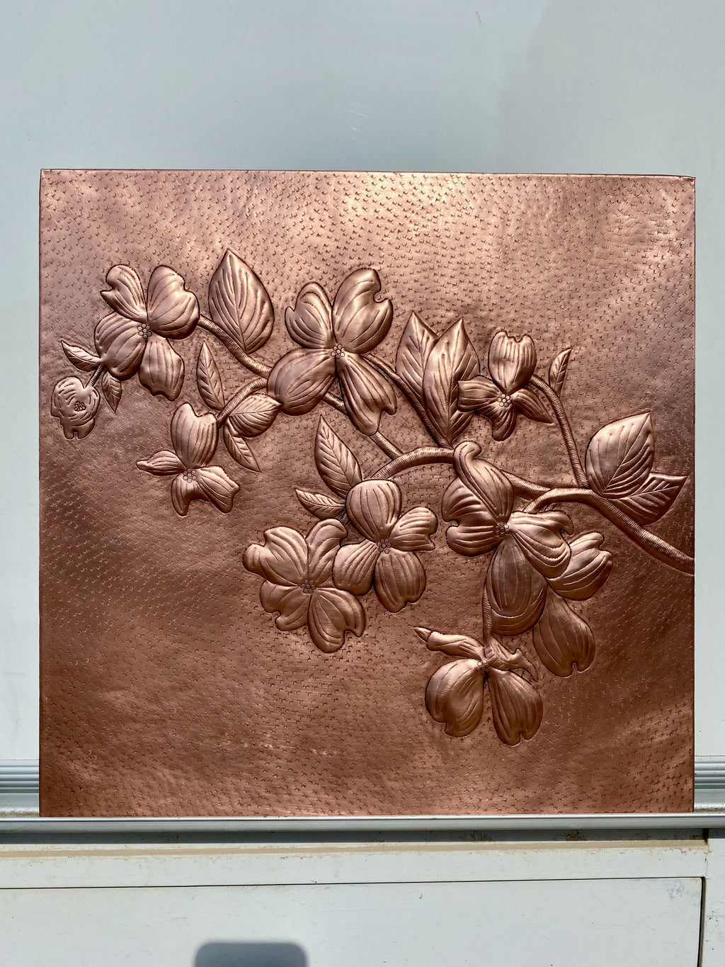 Dogwood Blossom Copper Stove Backsplash Panel
