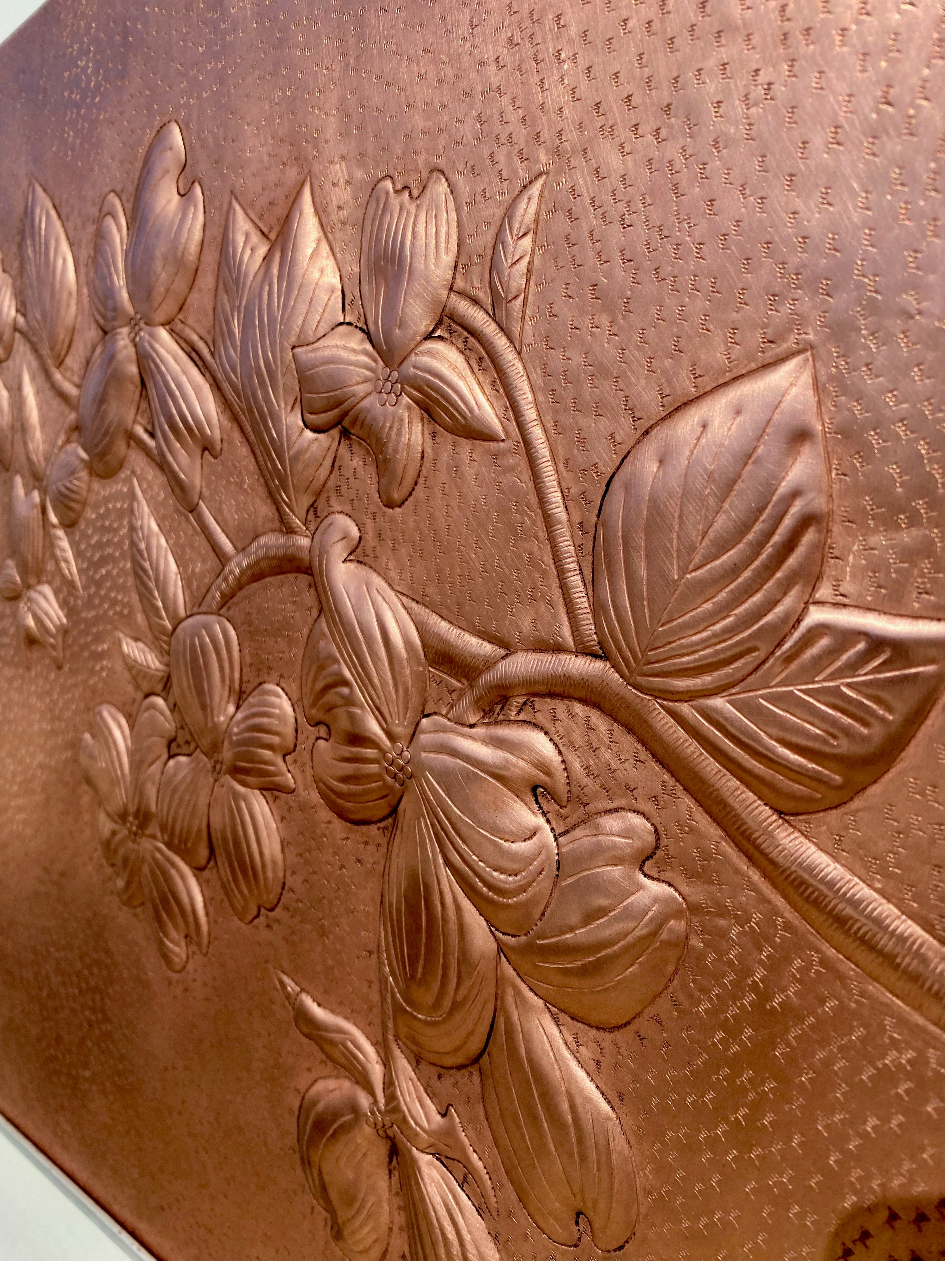Dogwood Blossom Copper Stove Backsplash Panel