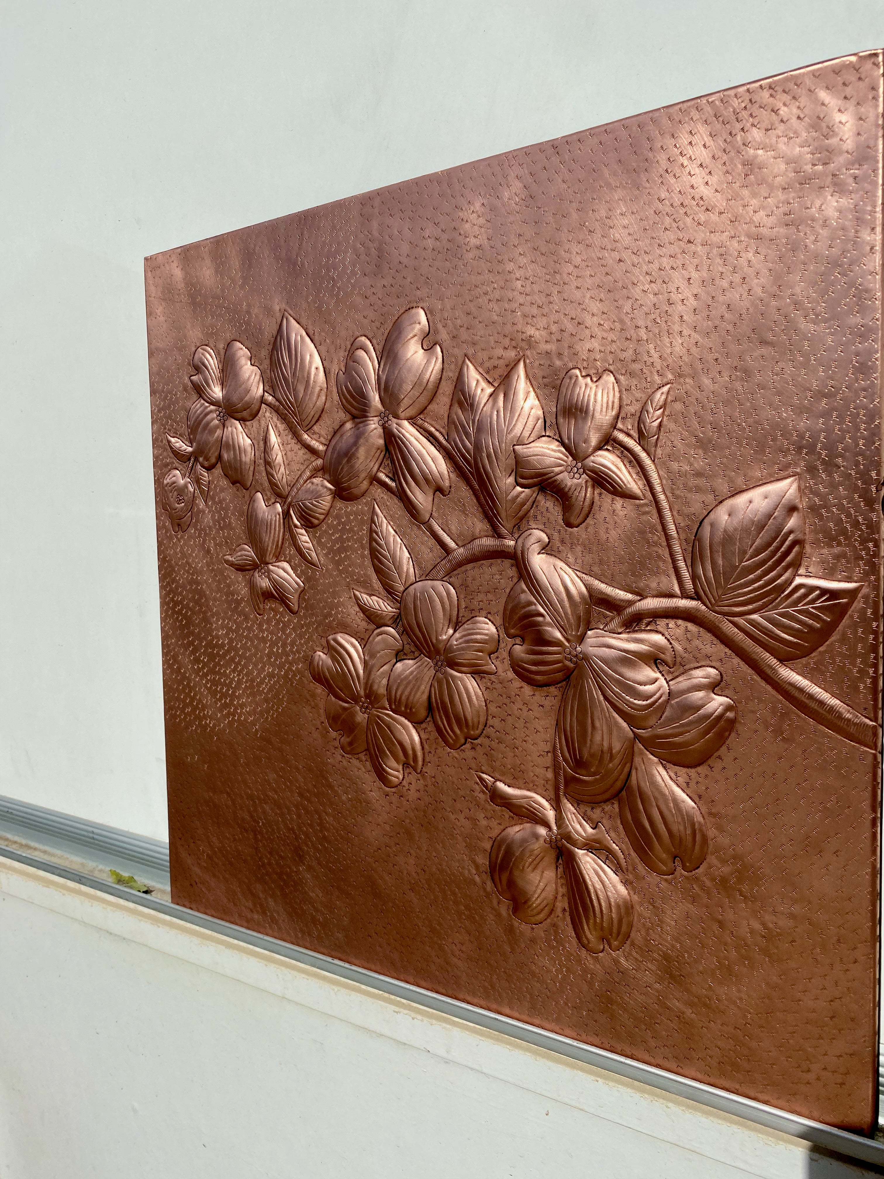 Dogwood Blossom Copper Stove Backsplash Panel