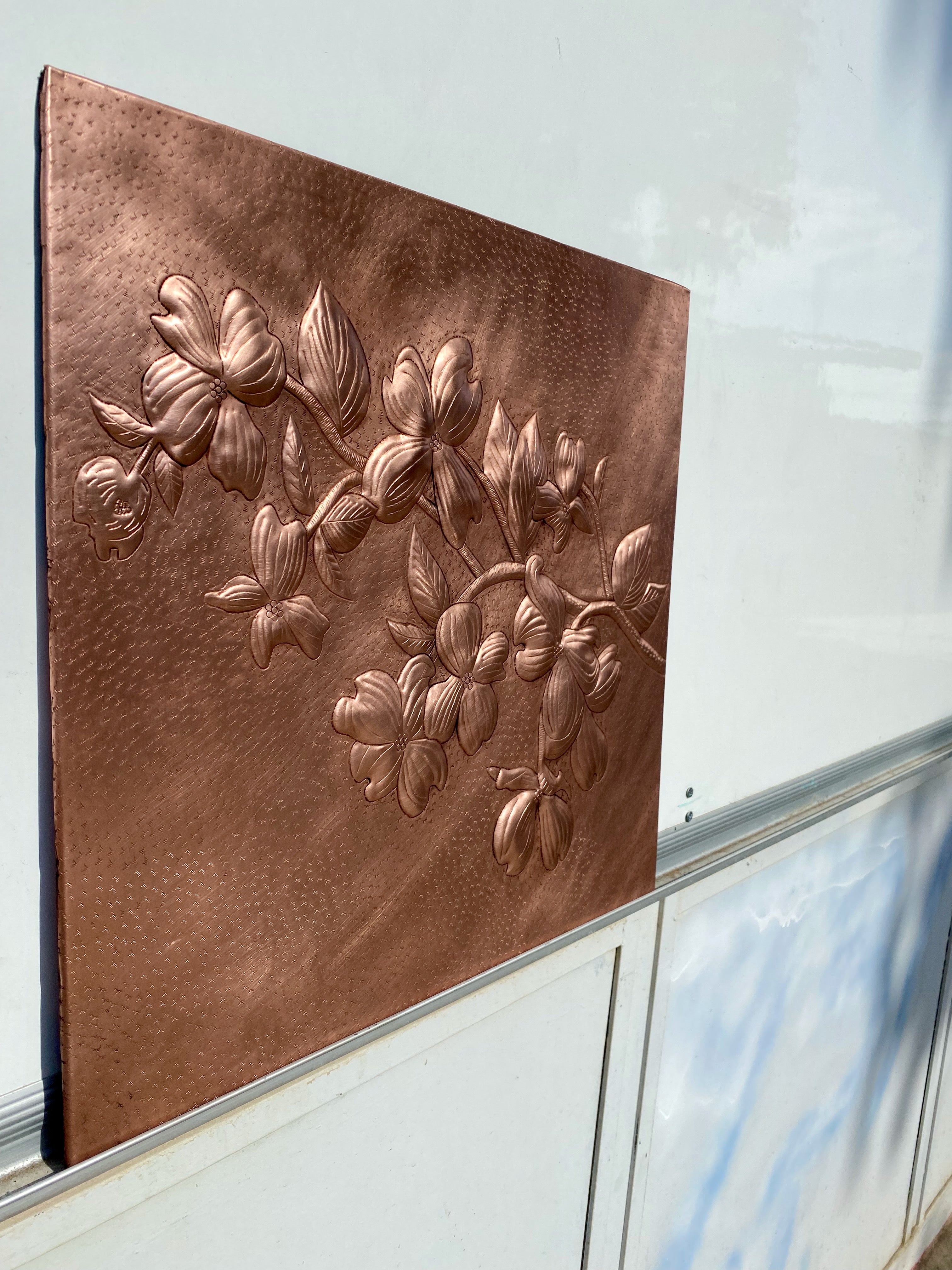 Dogwood Blossom Copper Stove Backsplash Panel