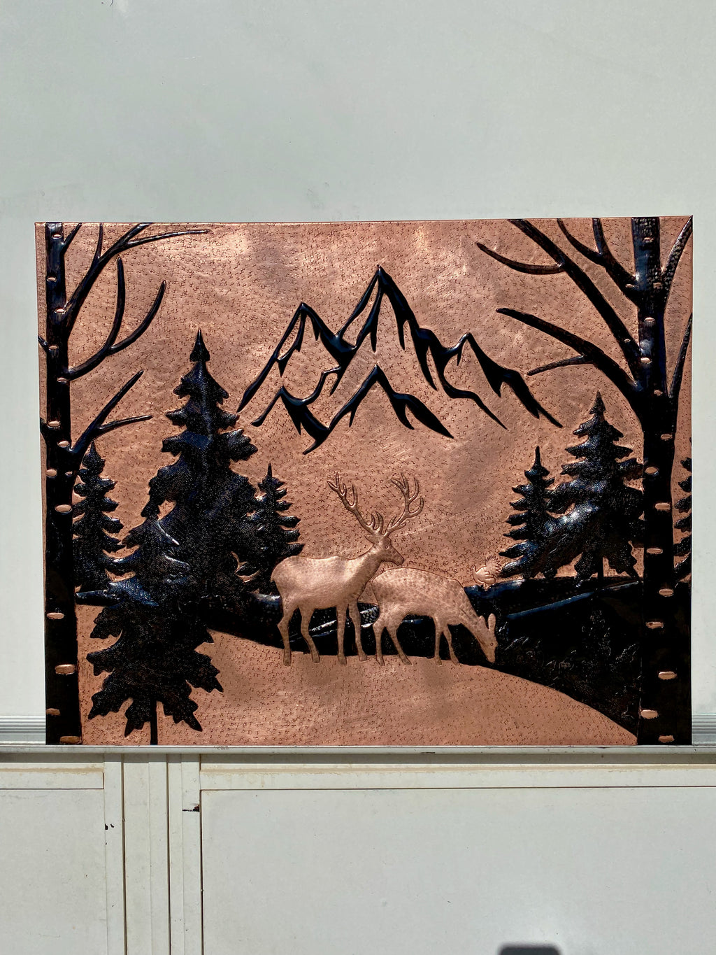 Mountain Deer Copper Stove Backsplash Panel