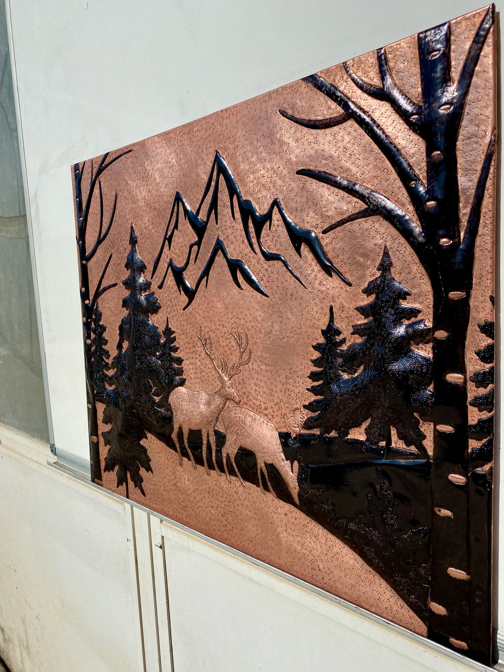 Mountain Deer Copper Stove Backsplash Panel