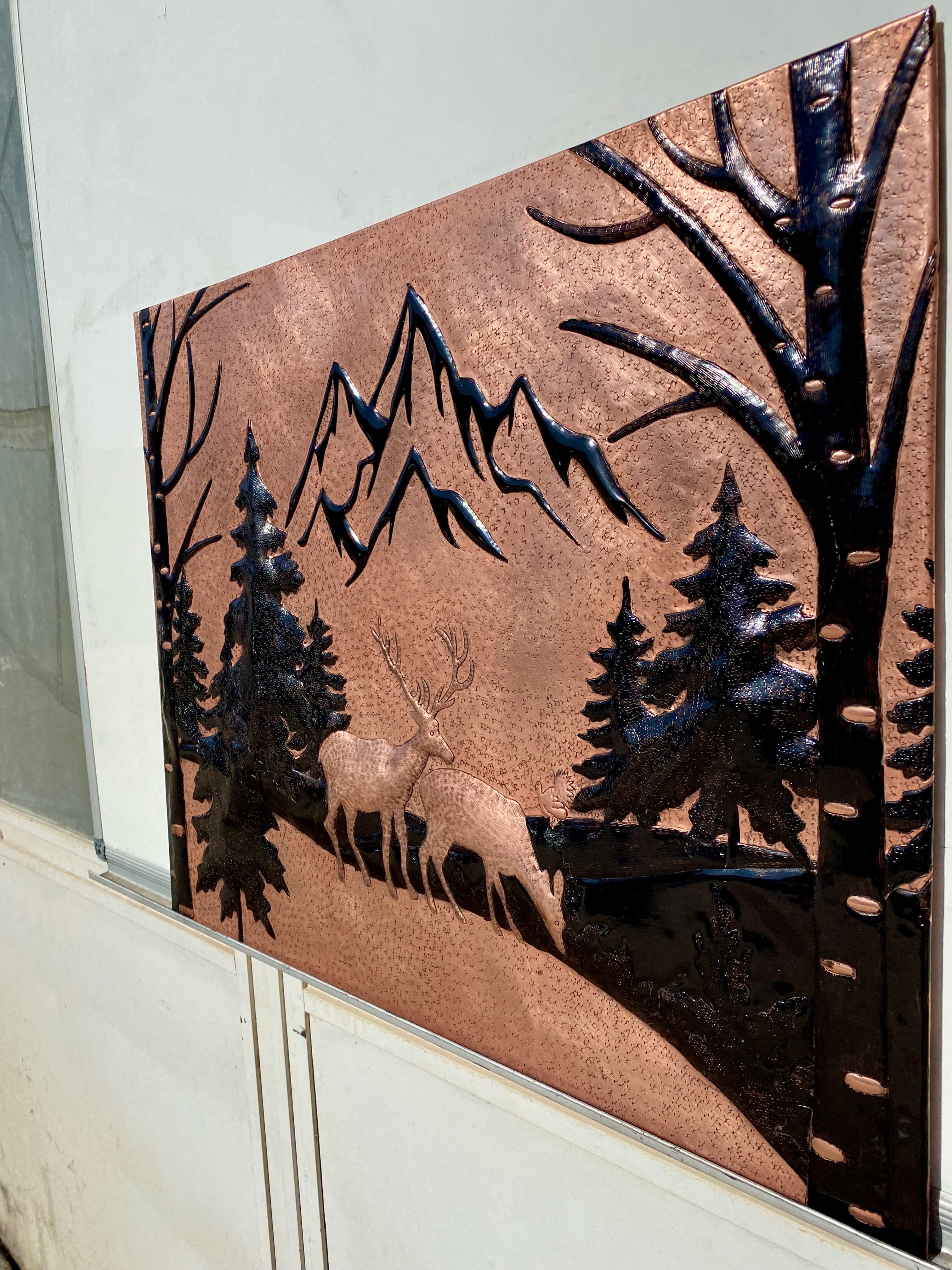 Mountain Deer Copper Stove Backsplash Panel