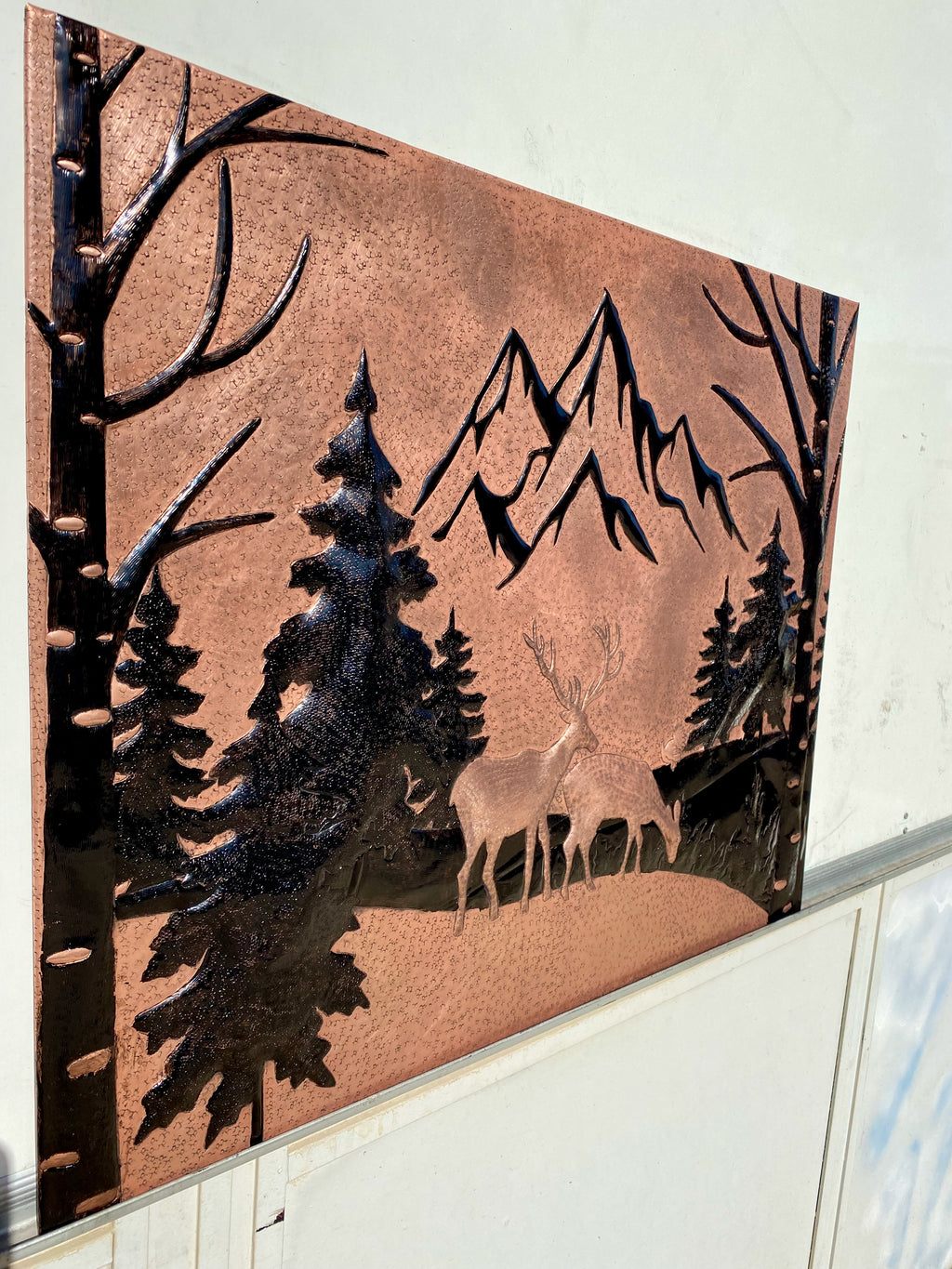 Mountain Deer Copper Stove Backsplash Panel