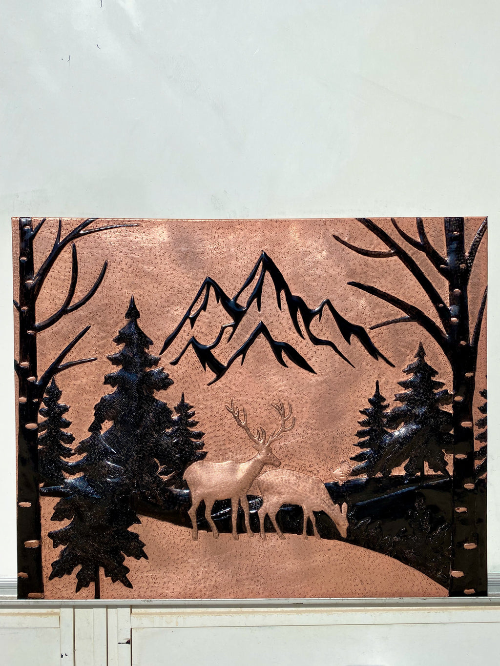 Mountain Deer Copper Stove Backsplash Panel