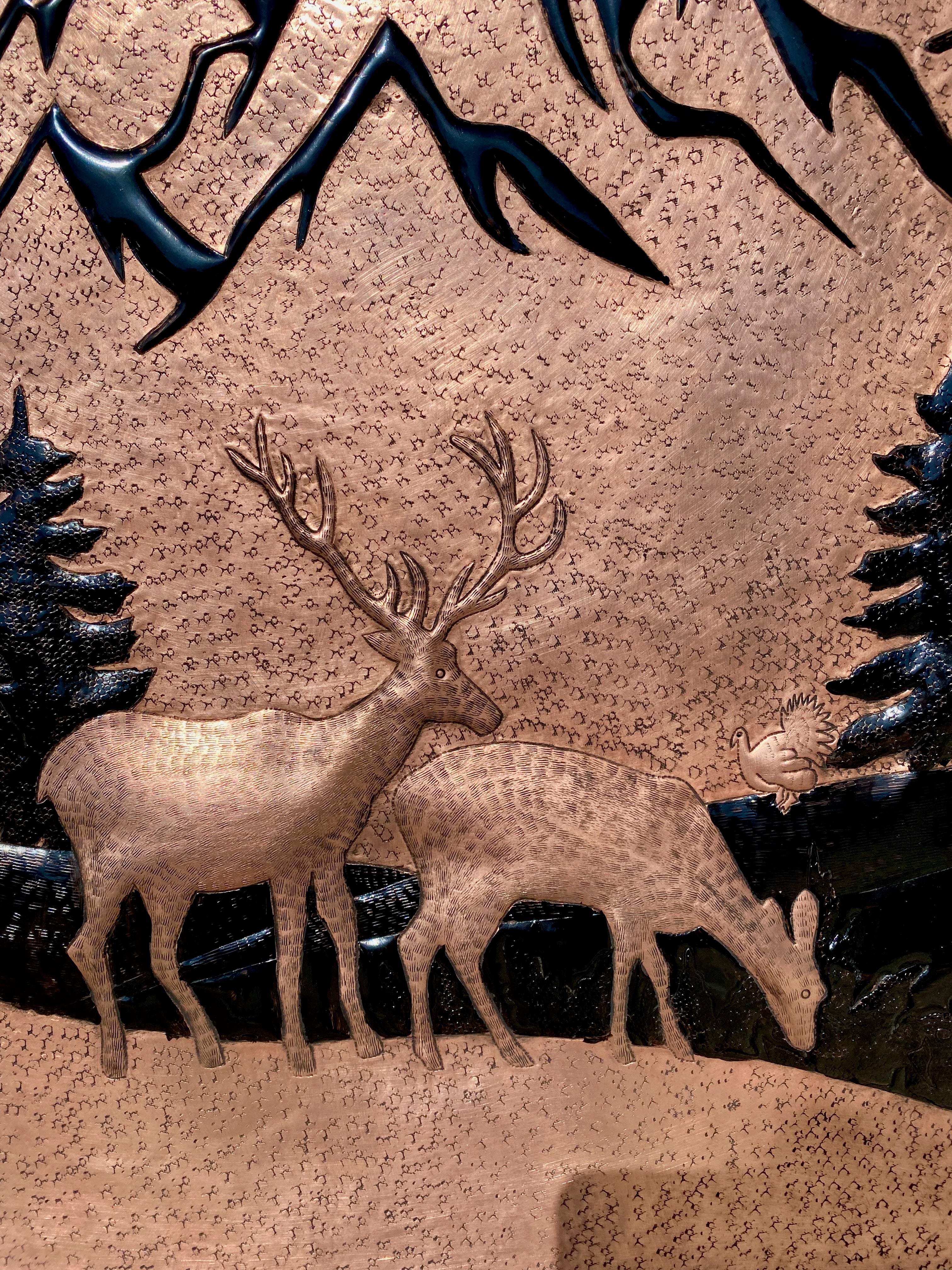 Mountain Deer Copper Stove Backsplash Panel