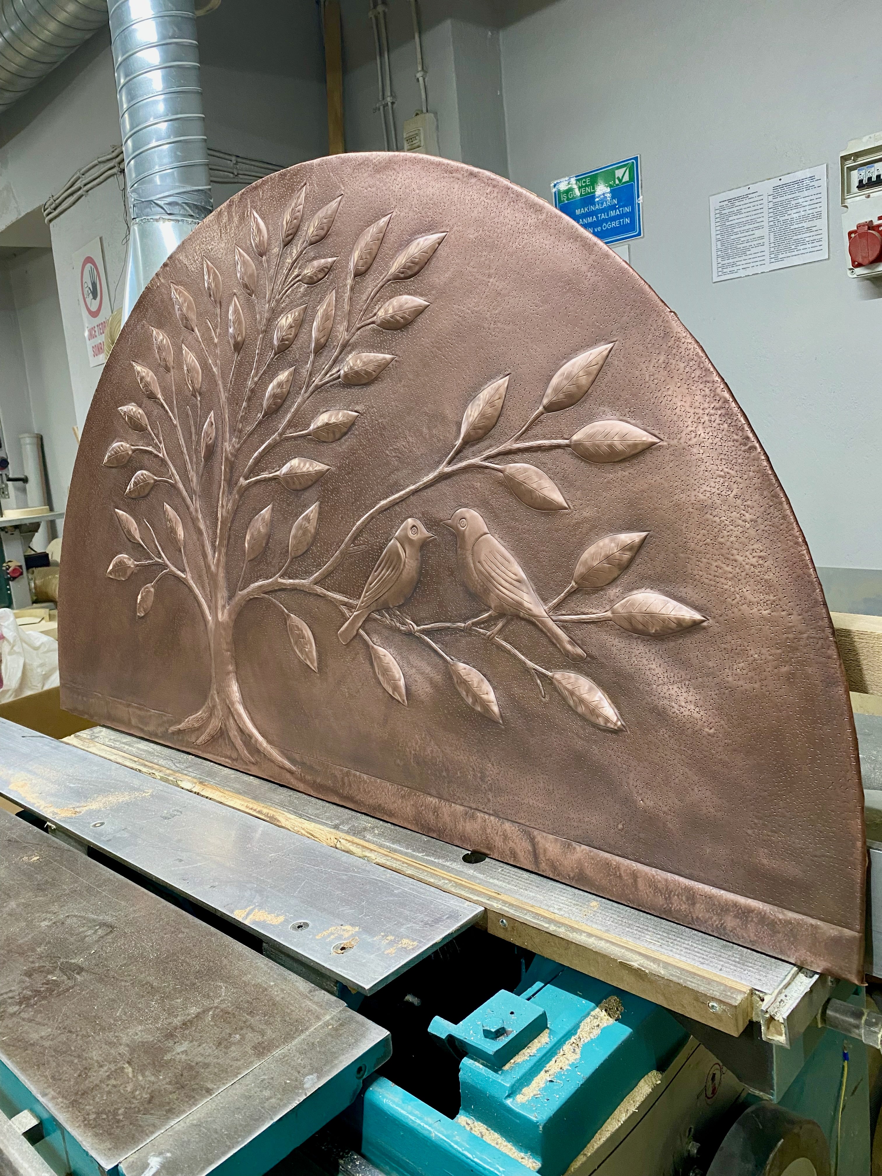 Arched Tree of Life Copper Panel – Handmade Relief for Fireplace Mantels, Door Transoms & Feature Walls (Custom Size)