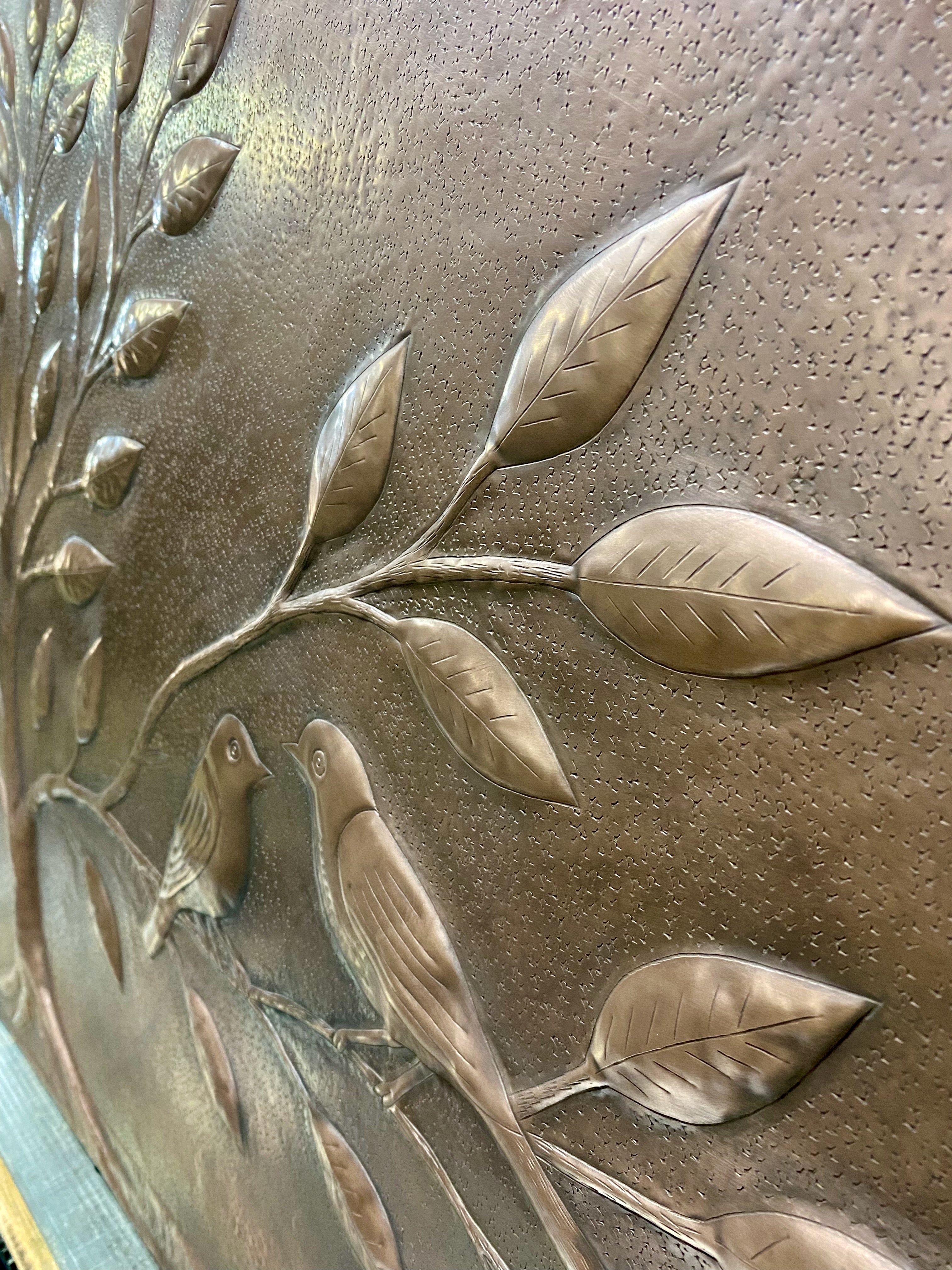 Arched Tree of Life Copper Panel – Handmade Relief for Fireplace Mantels, Door Transoms & Feature Walls (Custom Size)