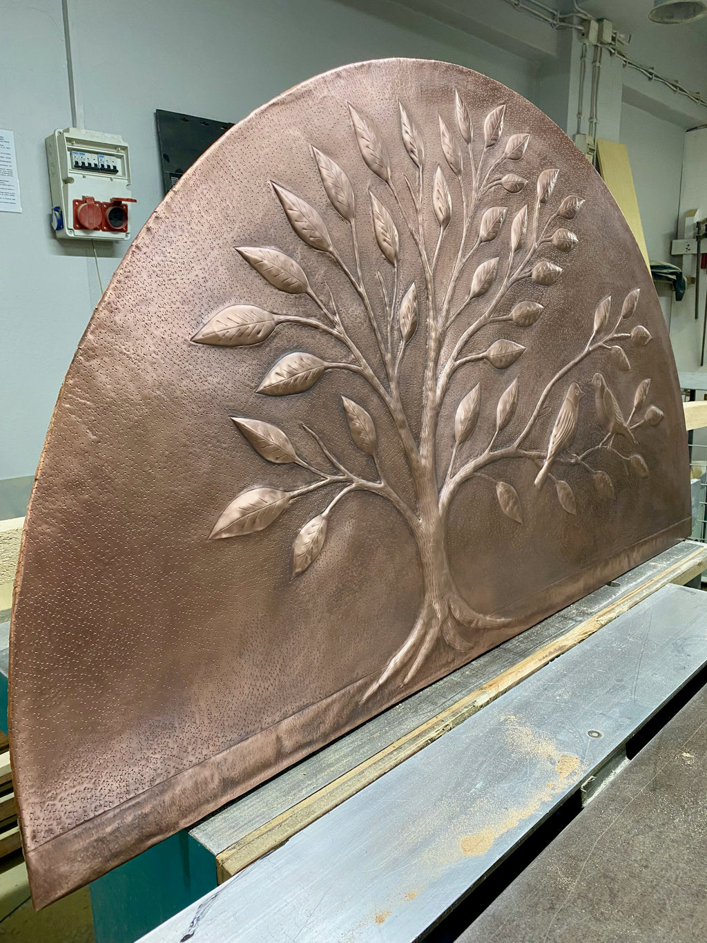Arched Tree of Life Copper Panel – Handmade Relief for Fireplace Mantels, Door Transoms & Feature Walls (Custom Size)