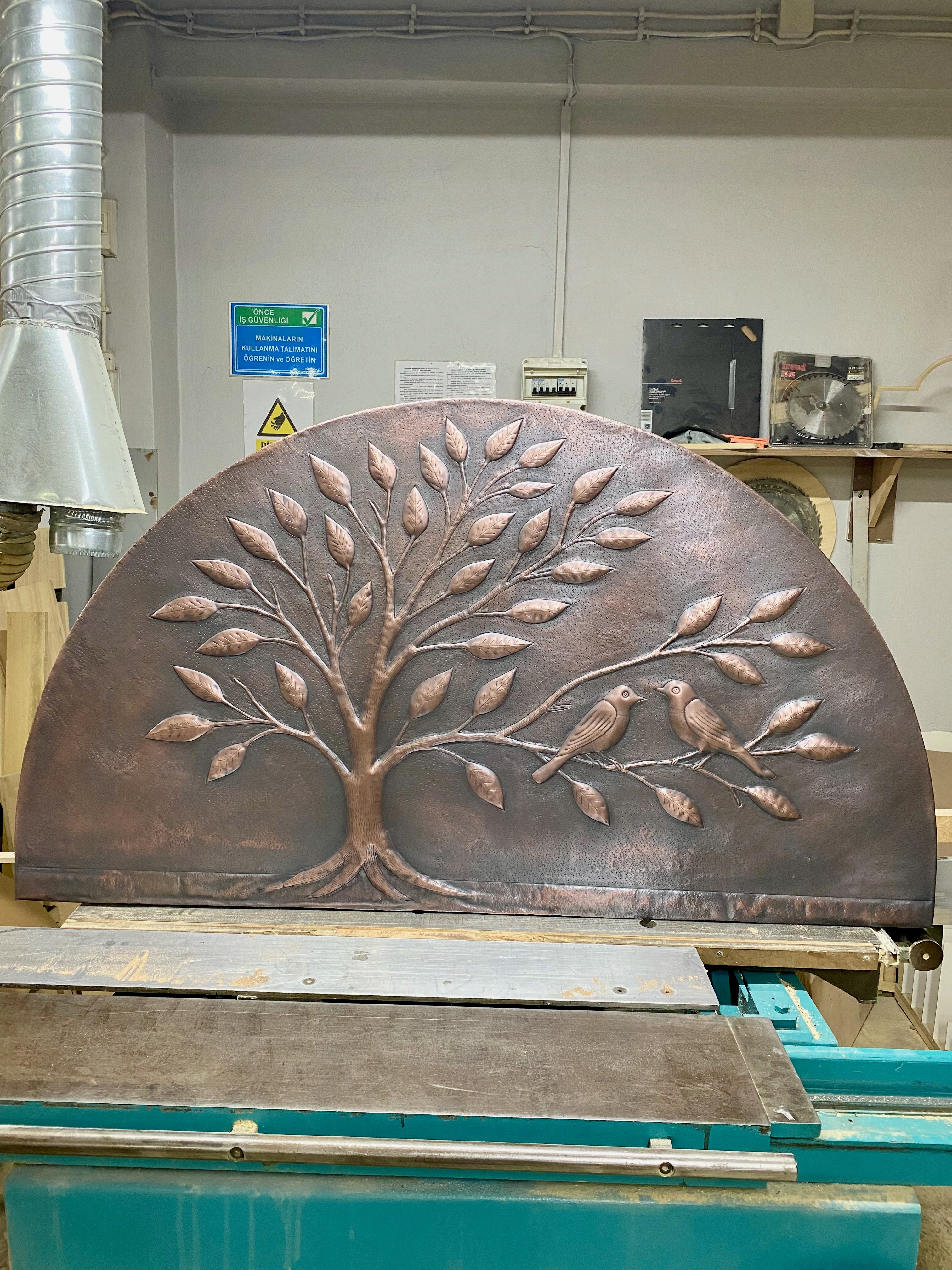 Arched Tree of Life Copper Panel – Handmade Relief for Fireplace Mantels, Door Transoms & Feature Walls (Custom Size)