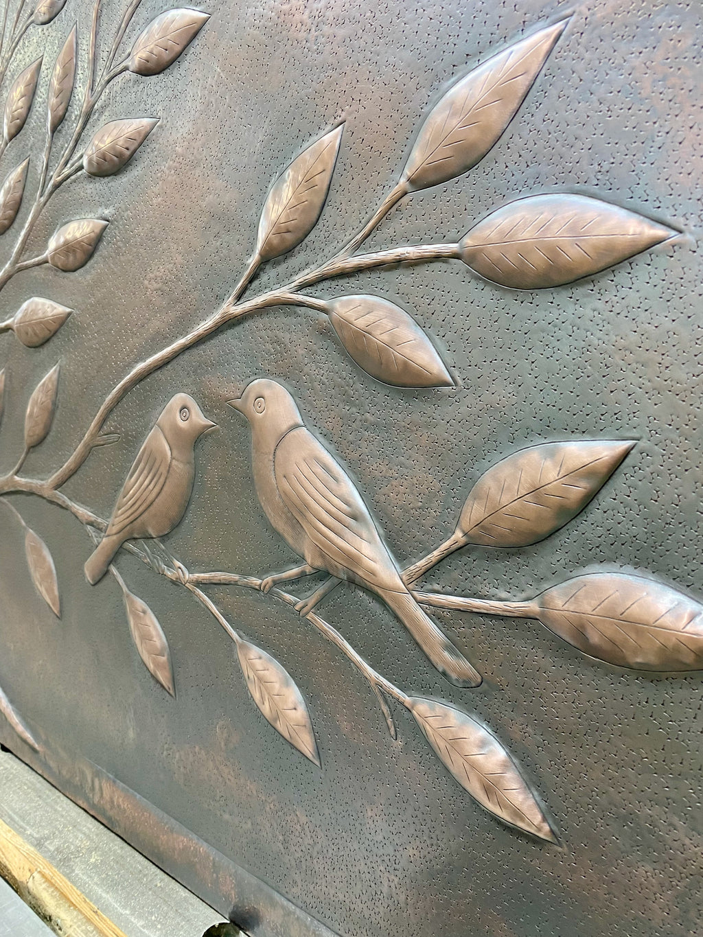 Arched Tree of Life Copper Panel – Handmade Relief for Fireplace Mantels, Door Transoms & Feature Walls (Custom Size)